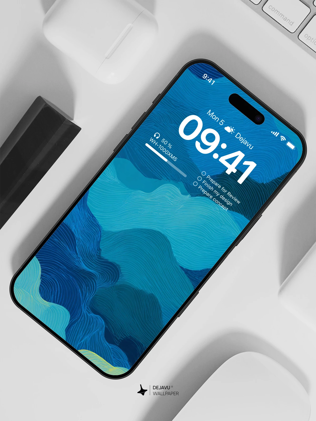 Abstract Blue Waves Wallpaper 4K for iPhone Lock Screen