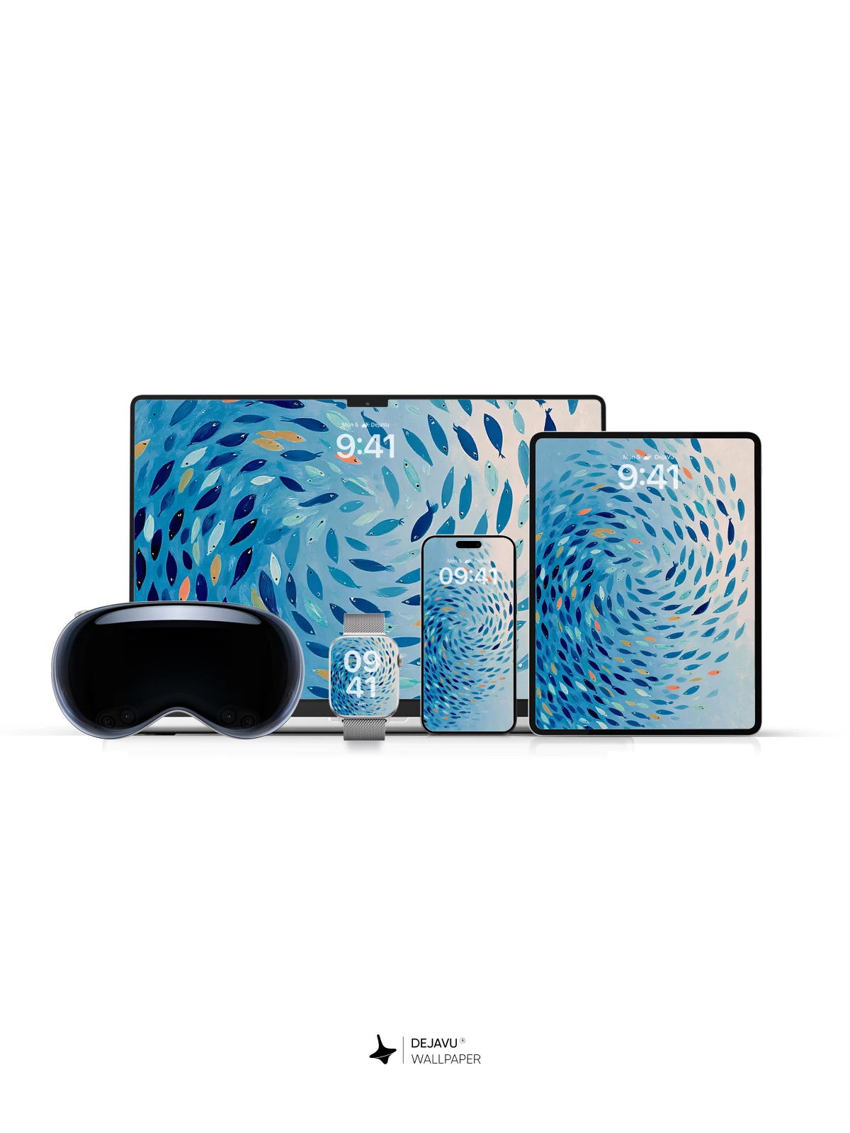 Abstract Blue Fish Swirl Wallpaper 4K for iPhone Lock Screen