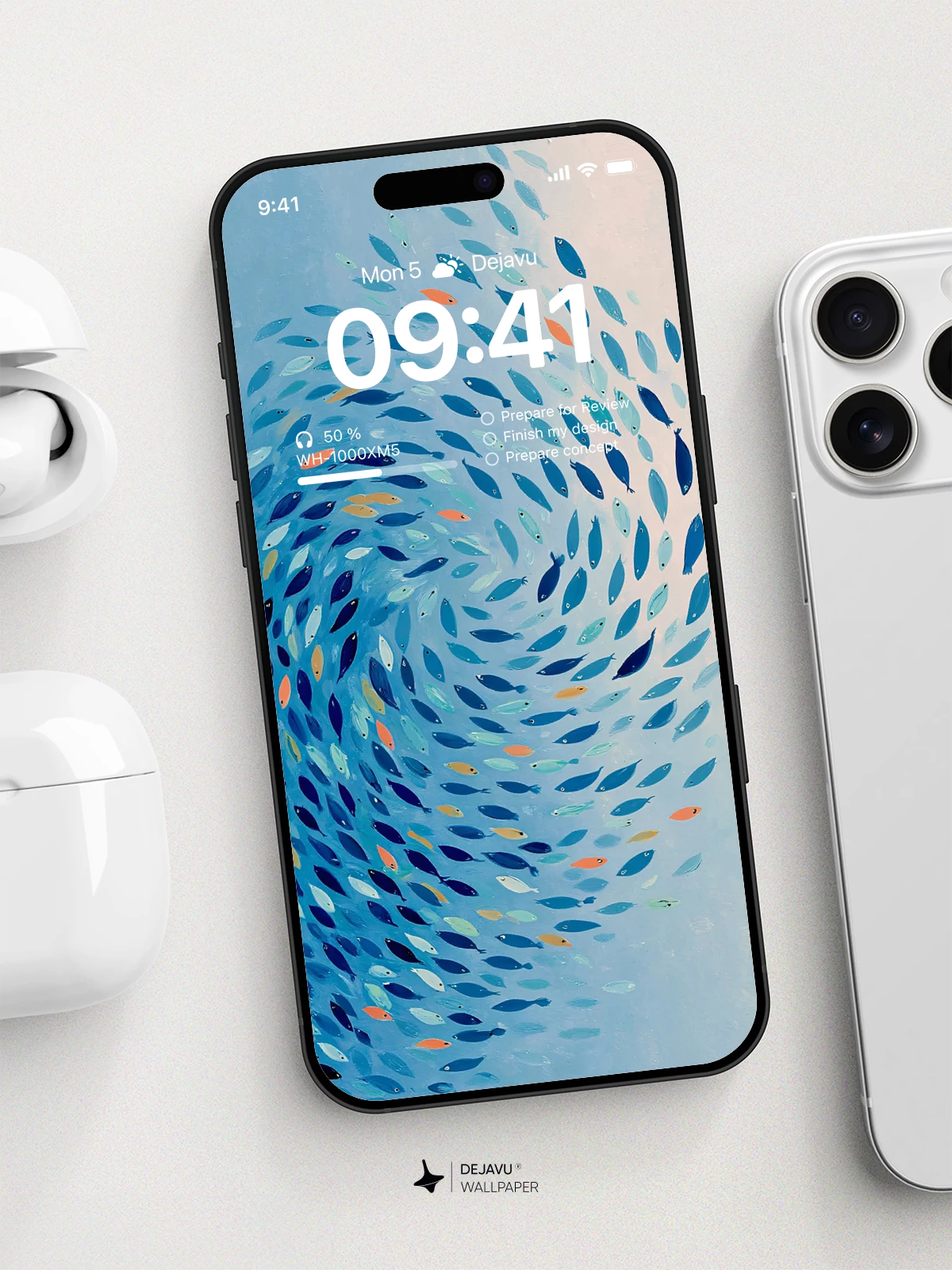Abstract Blue Fish Swirl Wallpaper 4K for iPhone Lock Screen