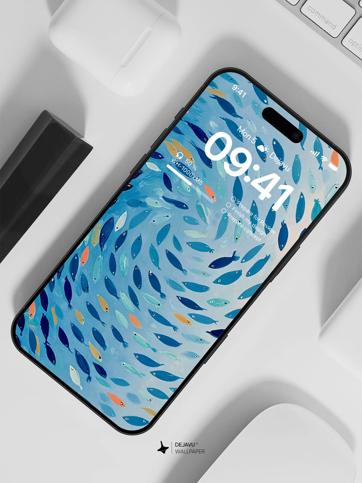 Abstract Blue Fish Swirl Wallpaper 4K for iPhone Lock Screen