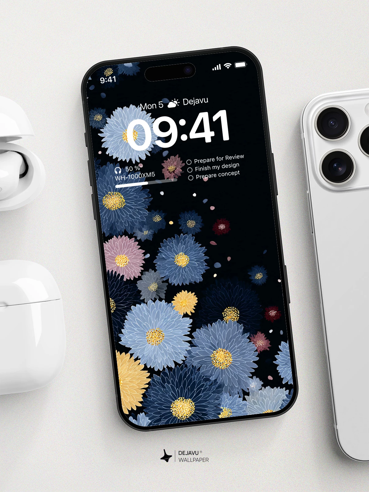 Blue Floral Wallpaper 4K for iPhone Lock Screen