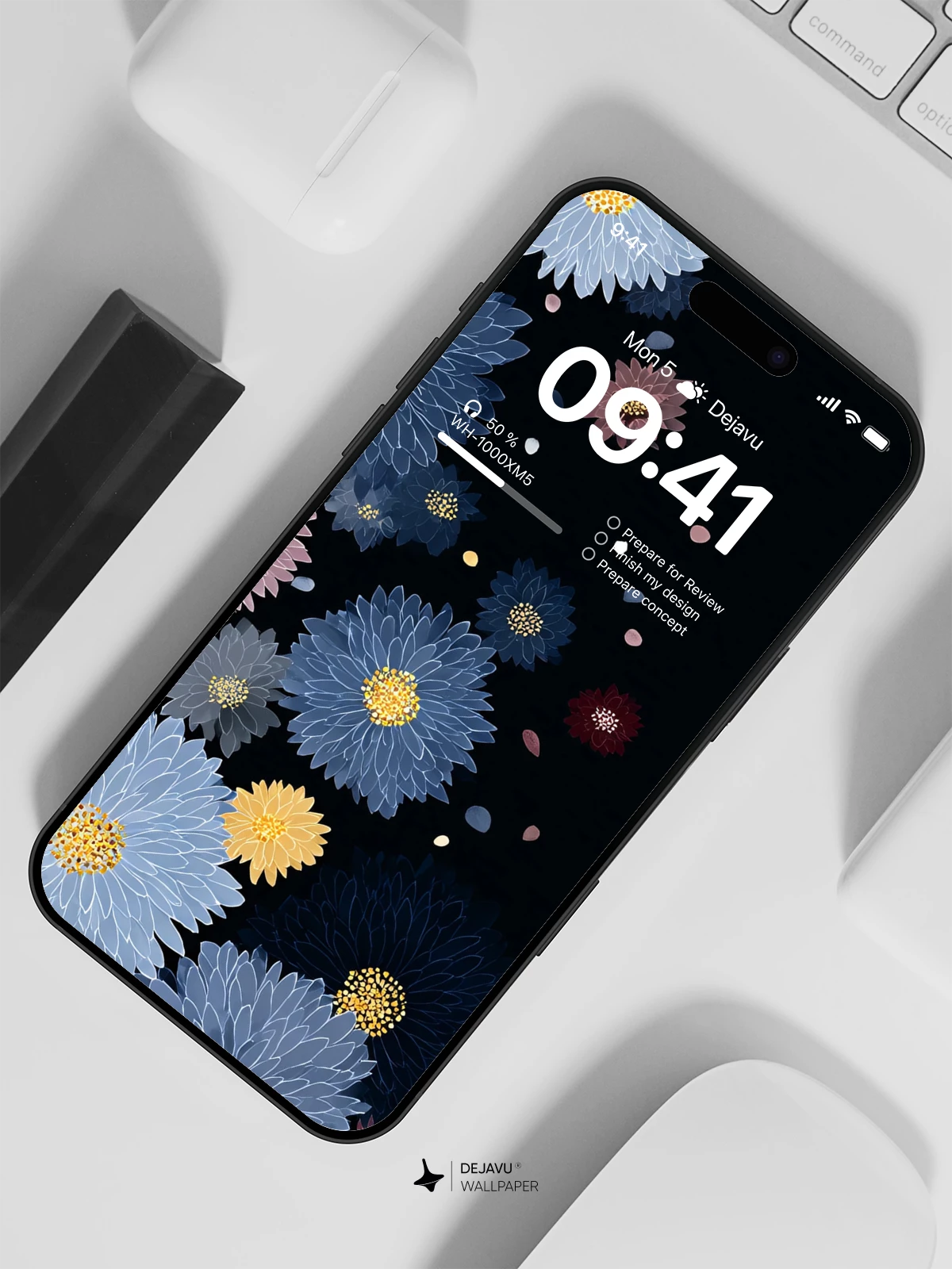 Blue Floral Wallpaper 4K for iPhone Lock Screen