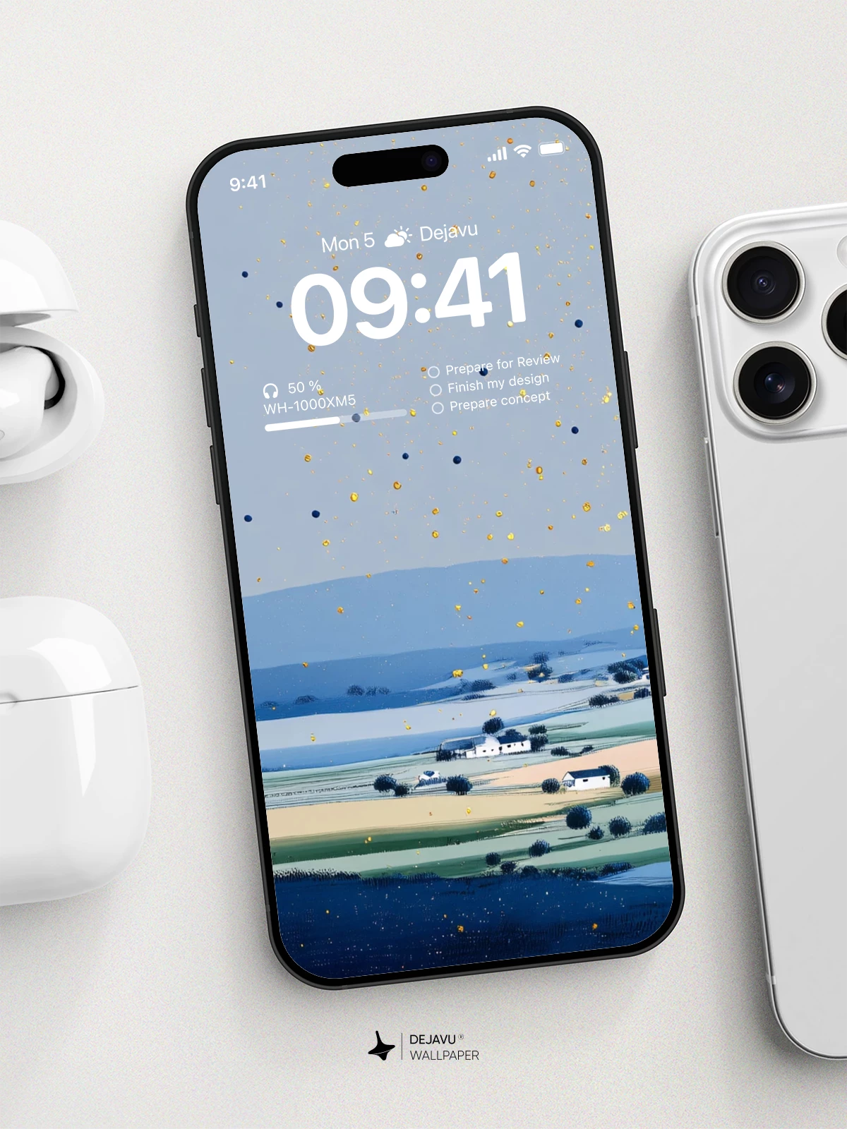 Yellow and Black Dots Over Blue Hills Wallpaper 4K for iPhone Lock Screen