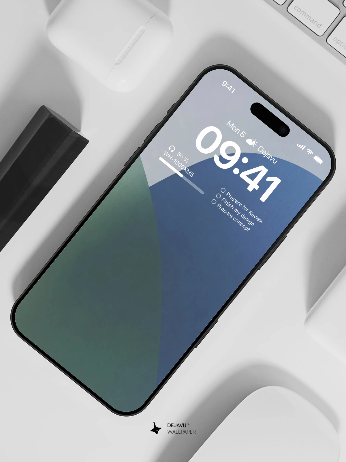 Minimal Blue Green Wallpaper 4K for iPhone Lock Screen