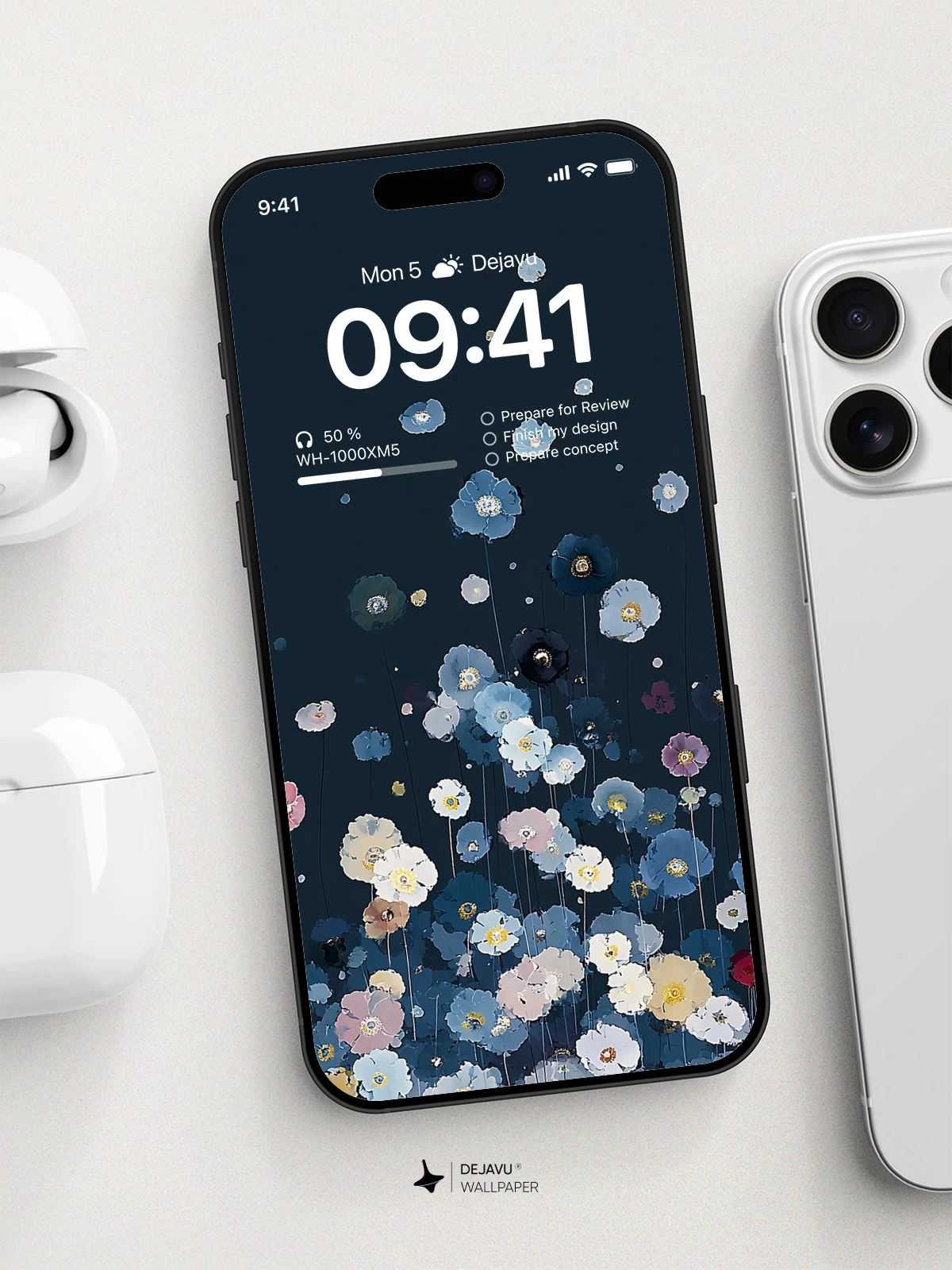 Blue Floral Wallpaper 4K for iPhone Lock Screen