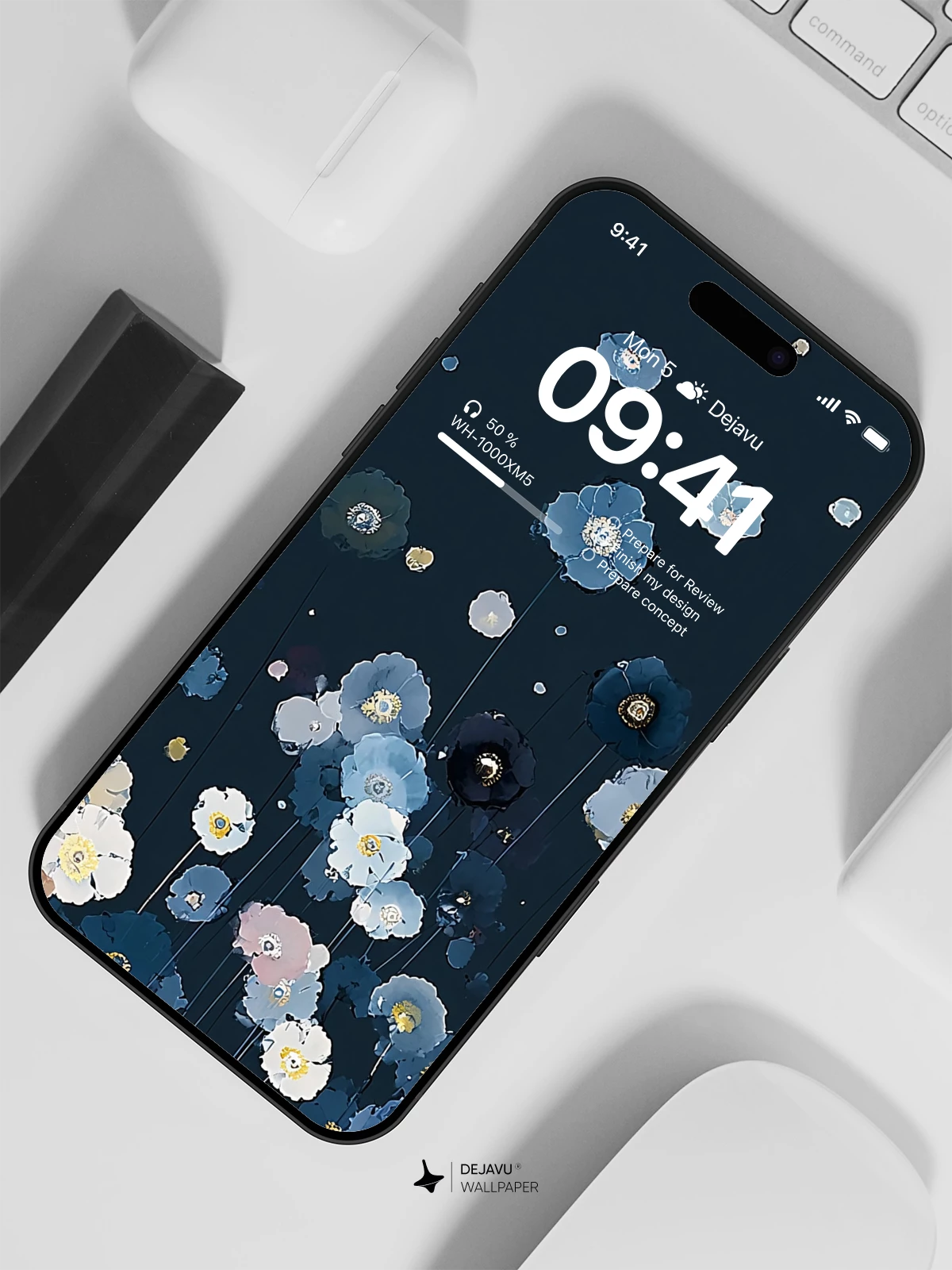 Blue Floral Wallpaper 4K for iPhone Lock Screen