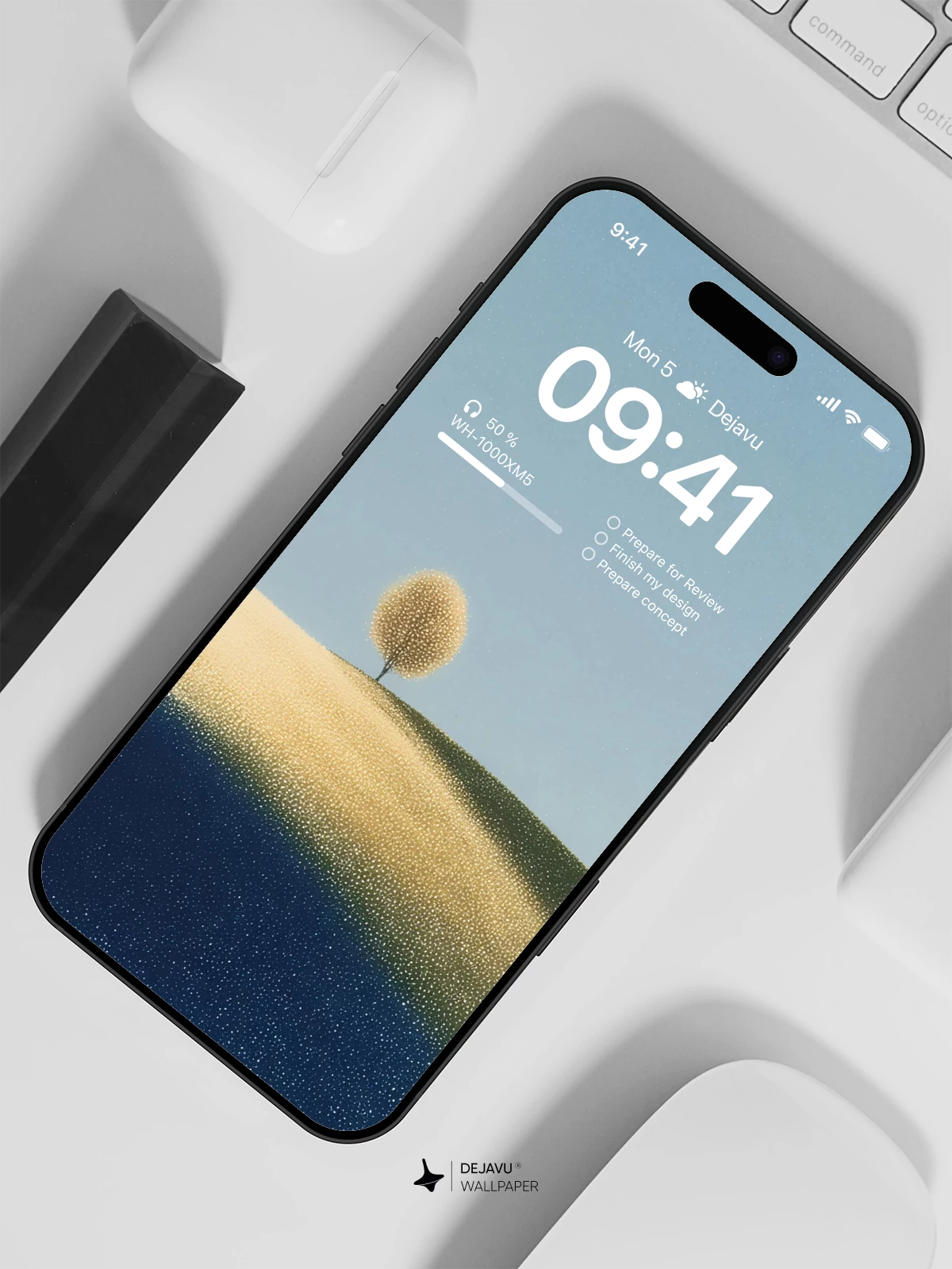 Minimalist Hill with Tree Wallpaper 4K for iPhone Lock Screen