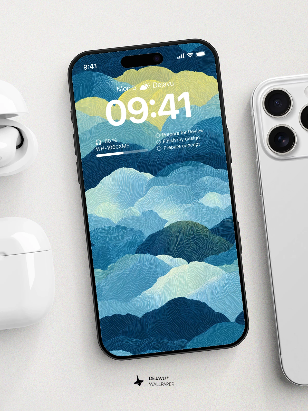 Abstract Blue and Yellow Cloud Wallpaper 4K for iPhone Lock Screen