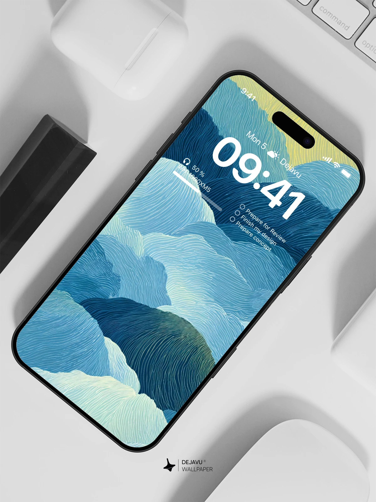 Abstract Blue and Yellow Cloud Wallpaper 4K for iPhone Lock Screen