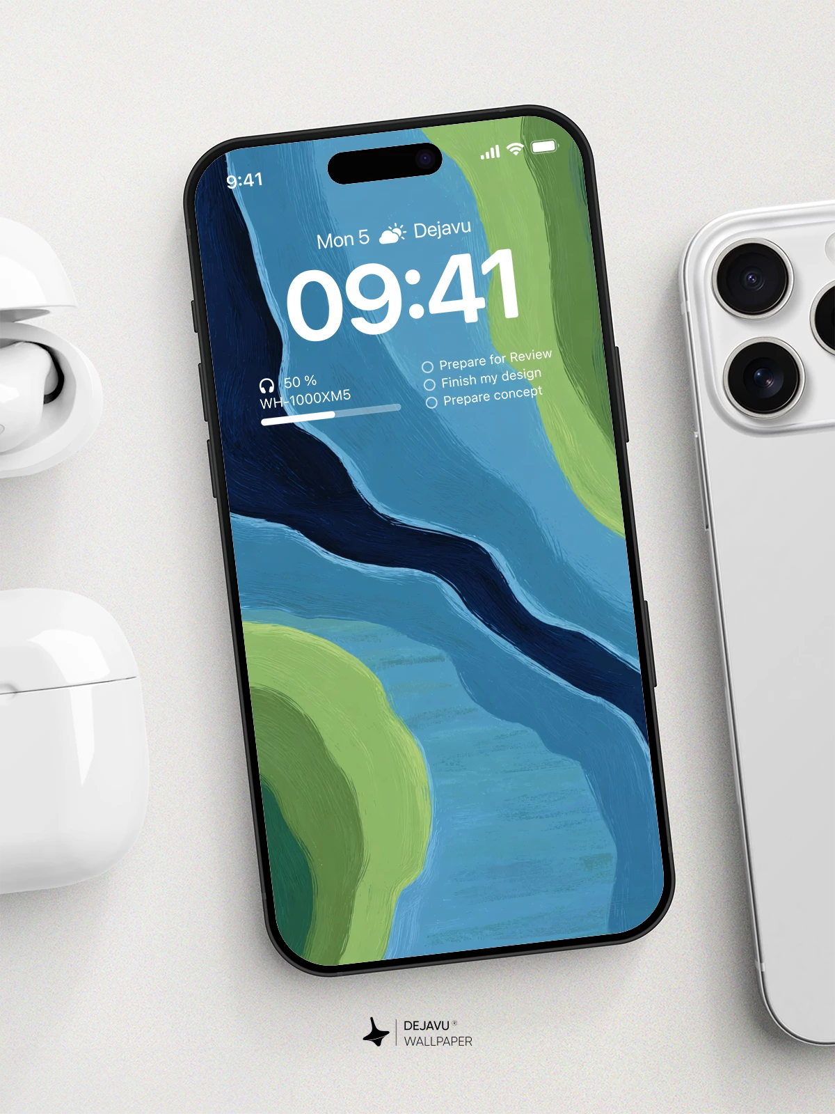 Abstract Blue and Green Wallpaper 4K for iPhone Lock Screen