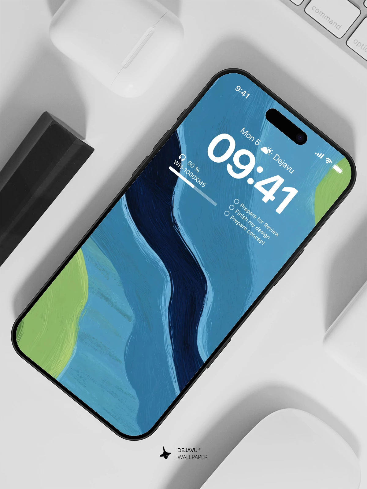Abstract Blue and Green Wallpaper 4K for iPhone Lock Screen