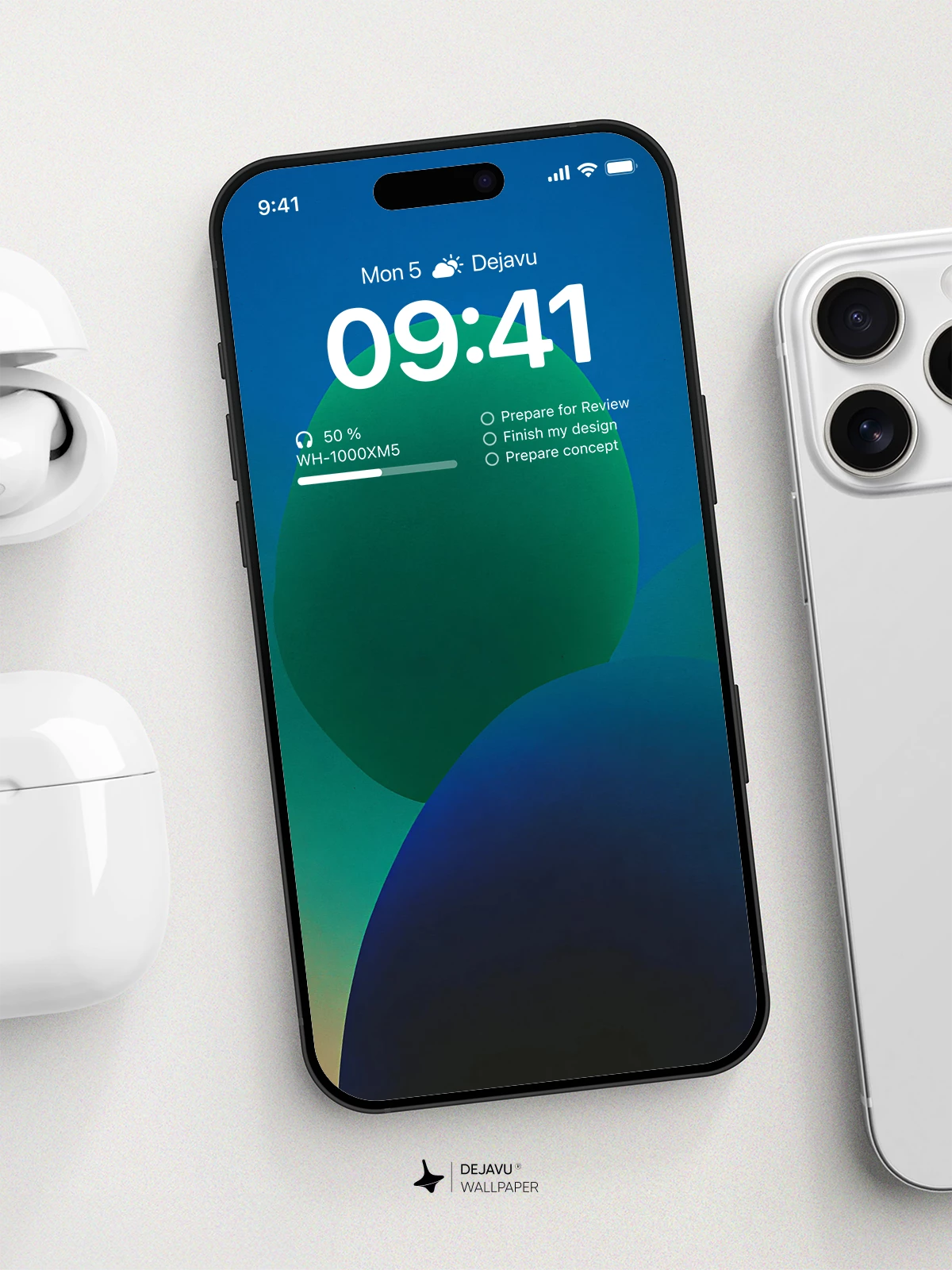 Minimal Green Blue Wallpaper 4K for iPhone Lock Screen