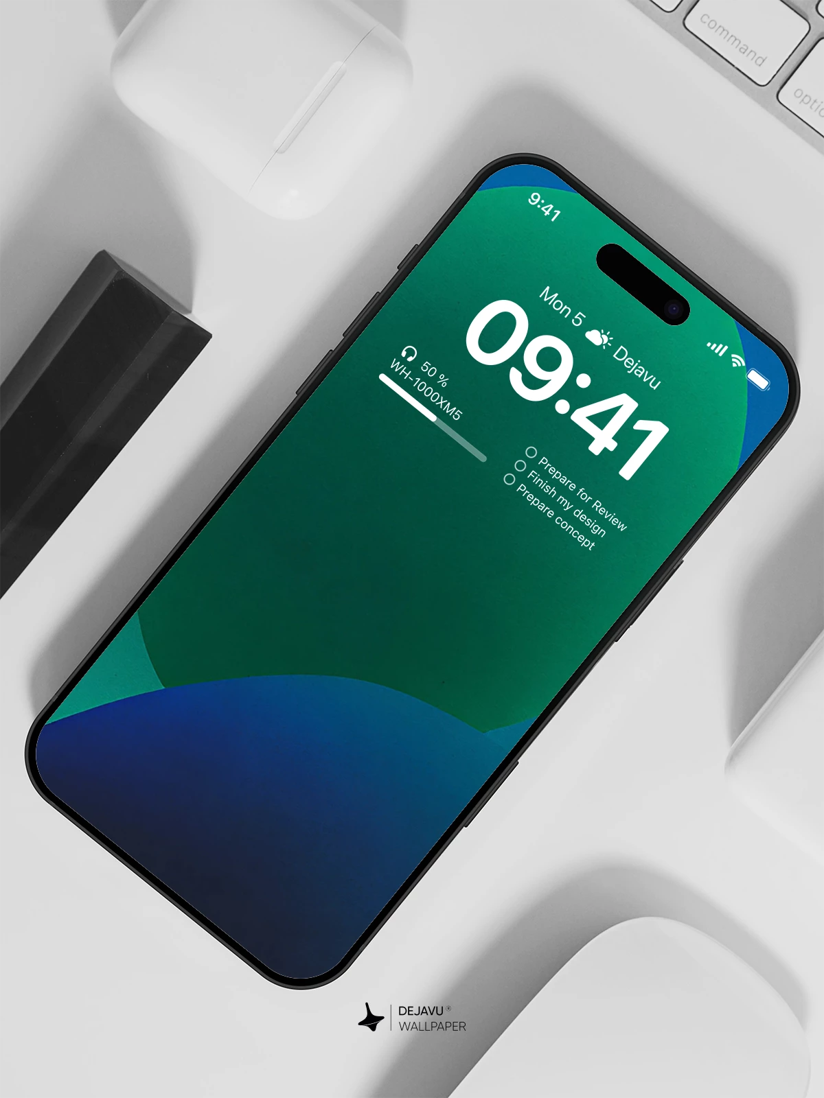 Minimal Green Blue Wallpaper 4K for iPhone Lock Screen