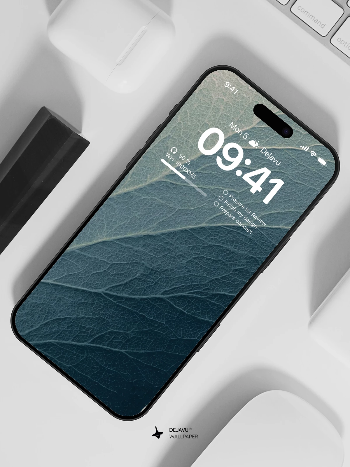 Blue Leaf Vein Wallpaper 4K for iPhone Lock Screen