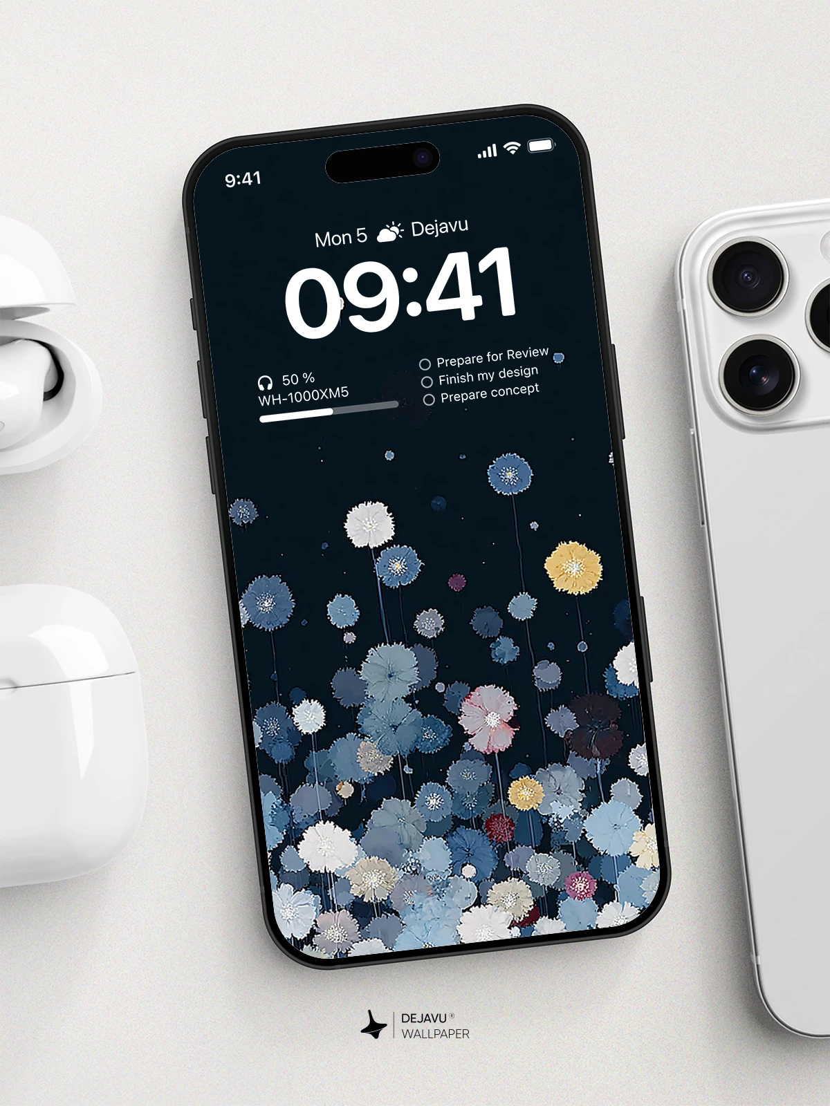 Blue Floral Wallpaper 4K for iPhone Lock Screen