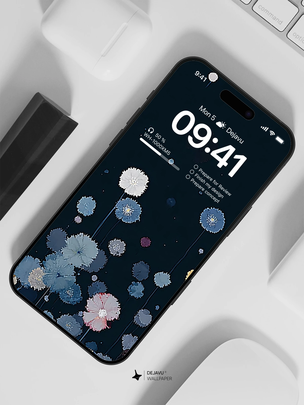 Blue Floral Wallpaper 4K for iPhone Lock Screen