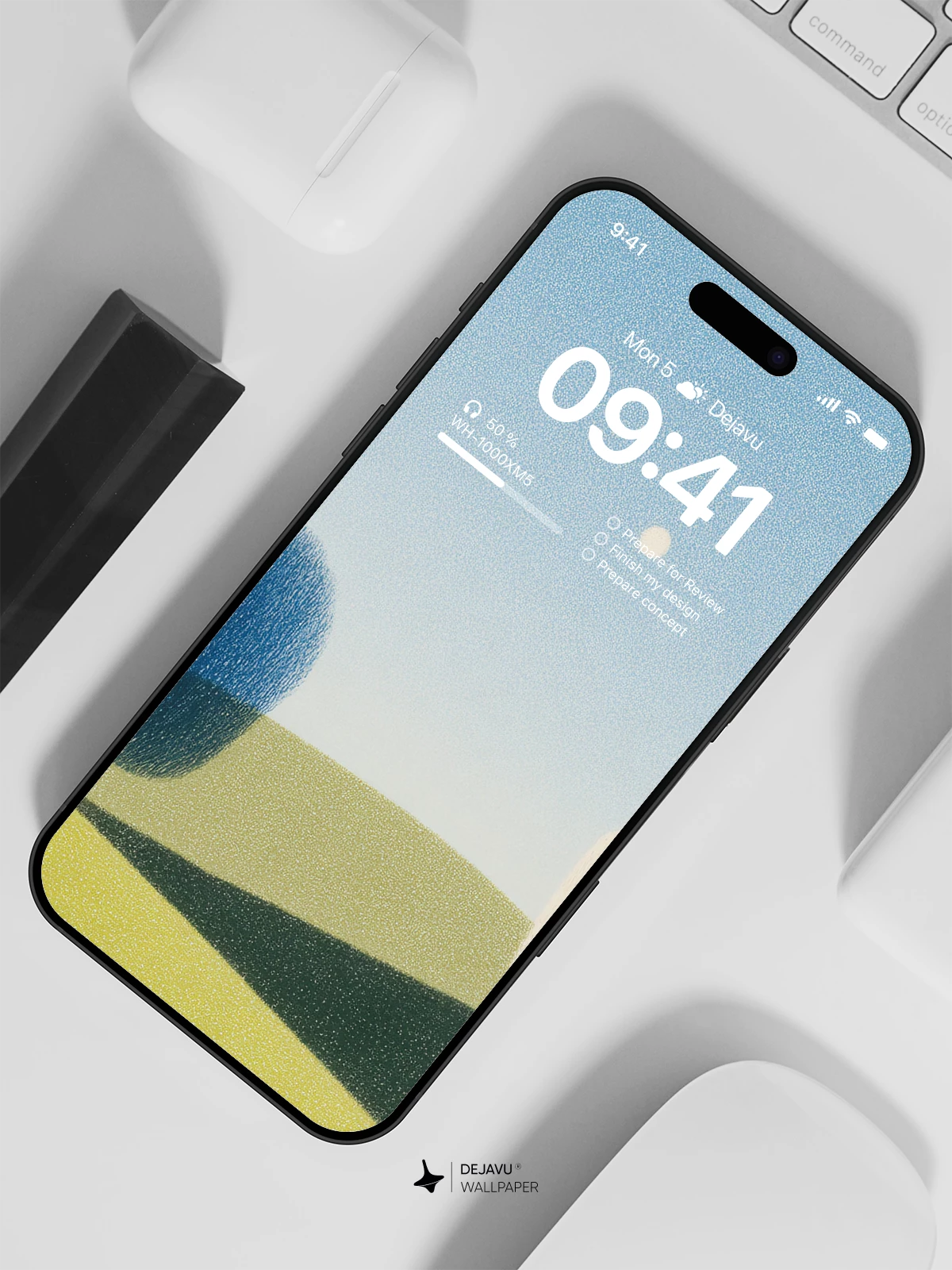 Minimal Blue Hillside Wallpaper 4K for iPhone Lock Screen