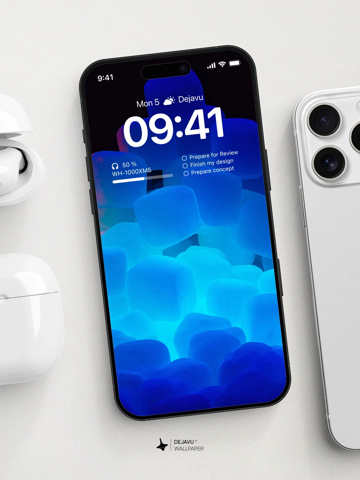Blue LED Ice Cube Wallpaper 4K for iPhone Lock Screen