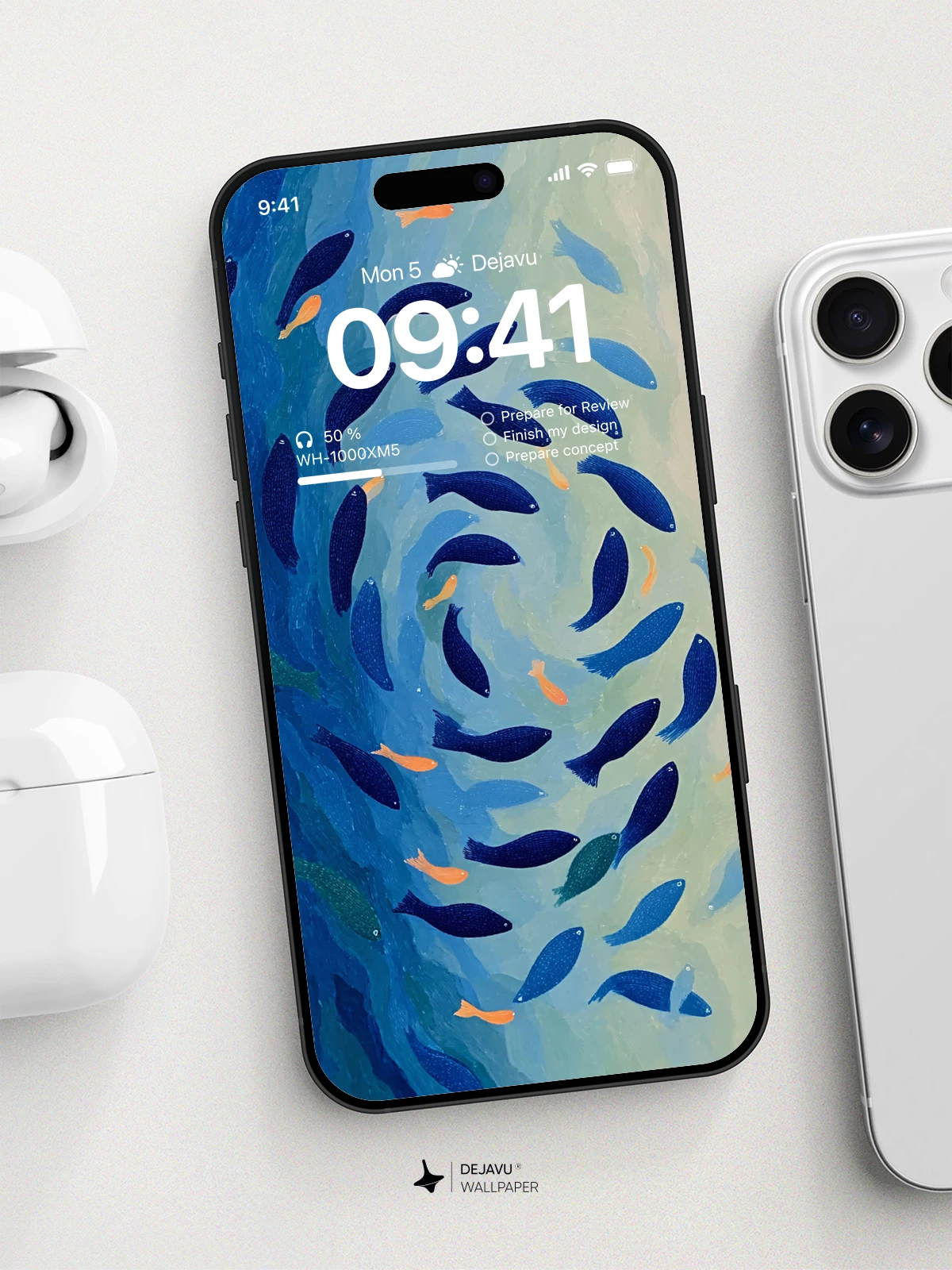 Blue Fish School Wallpaper 4K for iPhone Lock Screen