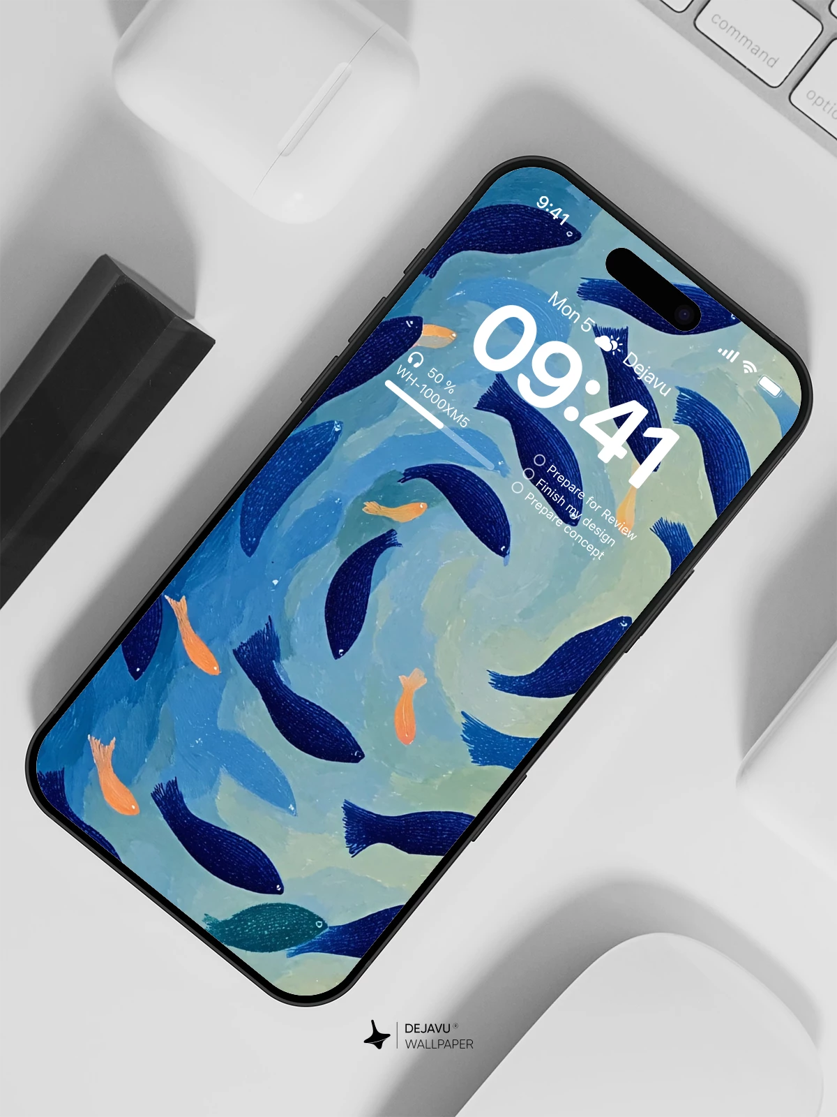 Blue Fish School Wallpaper 4K for iPhone Lock Screen