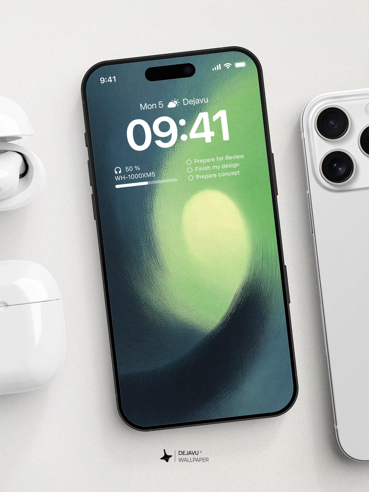 Minimal Green and Black Abstract Wallpaper 4K for iPhone Lock Screen