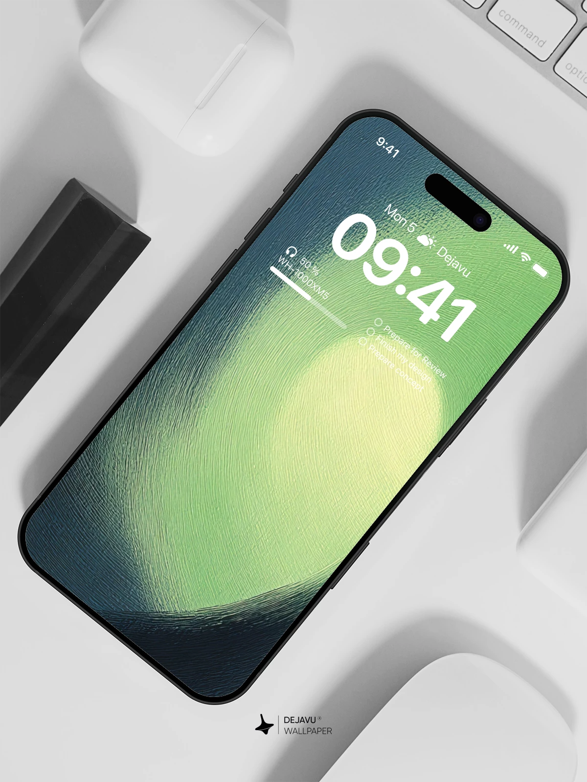 Minimal Green and Black Abstract Wallpaper 4K for iPhone Lock Screen