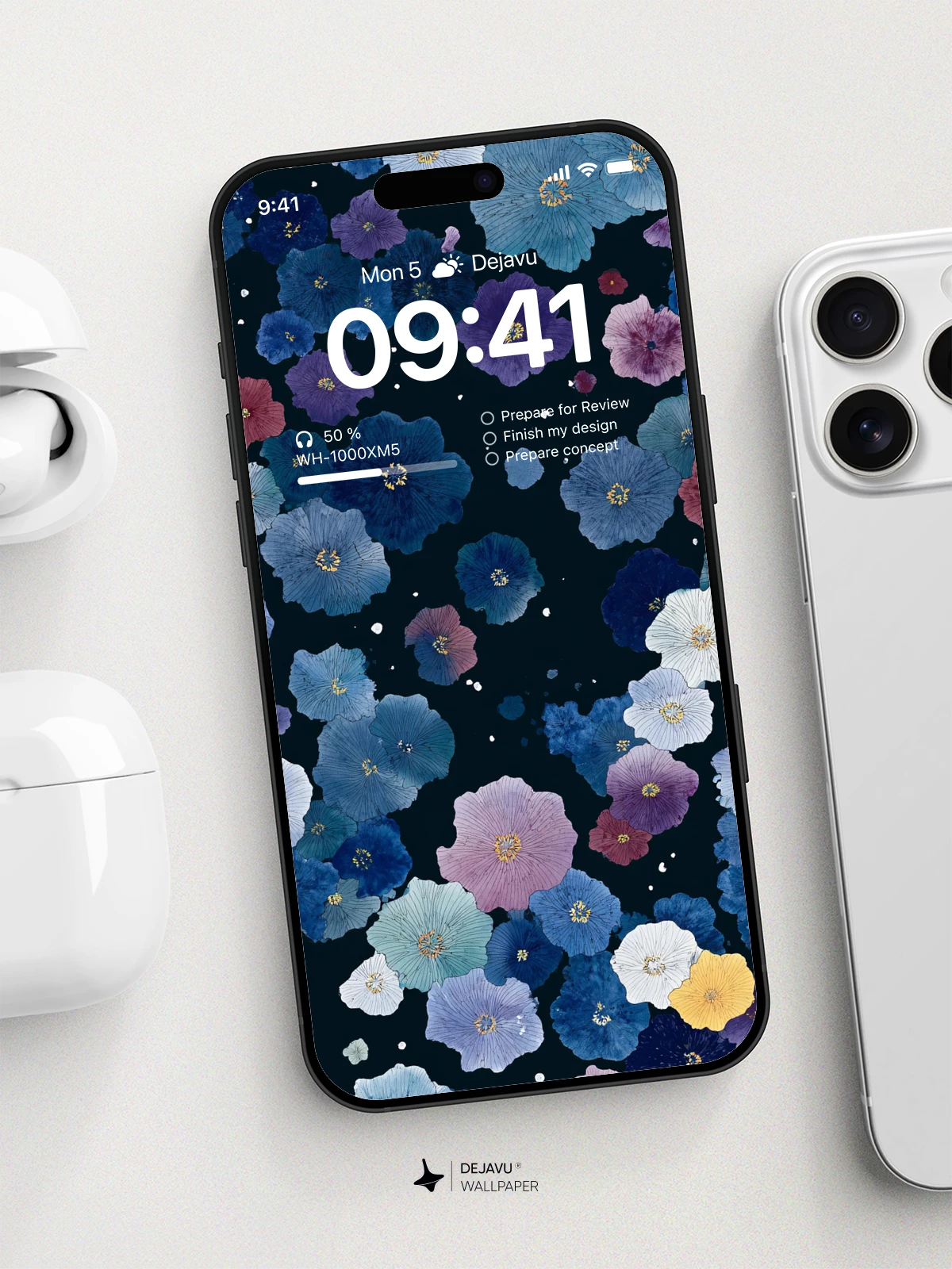 Blue Floral Wallpaper 4K for iPhone Lock Screen
