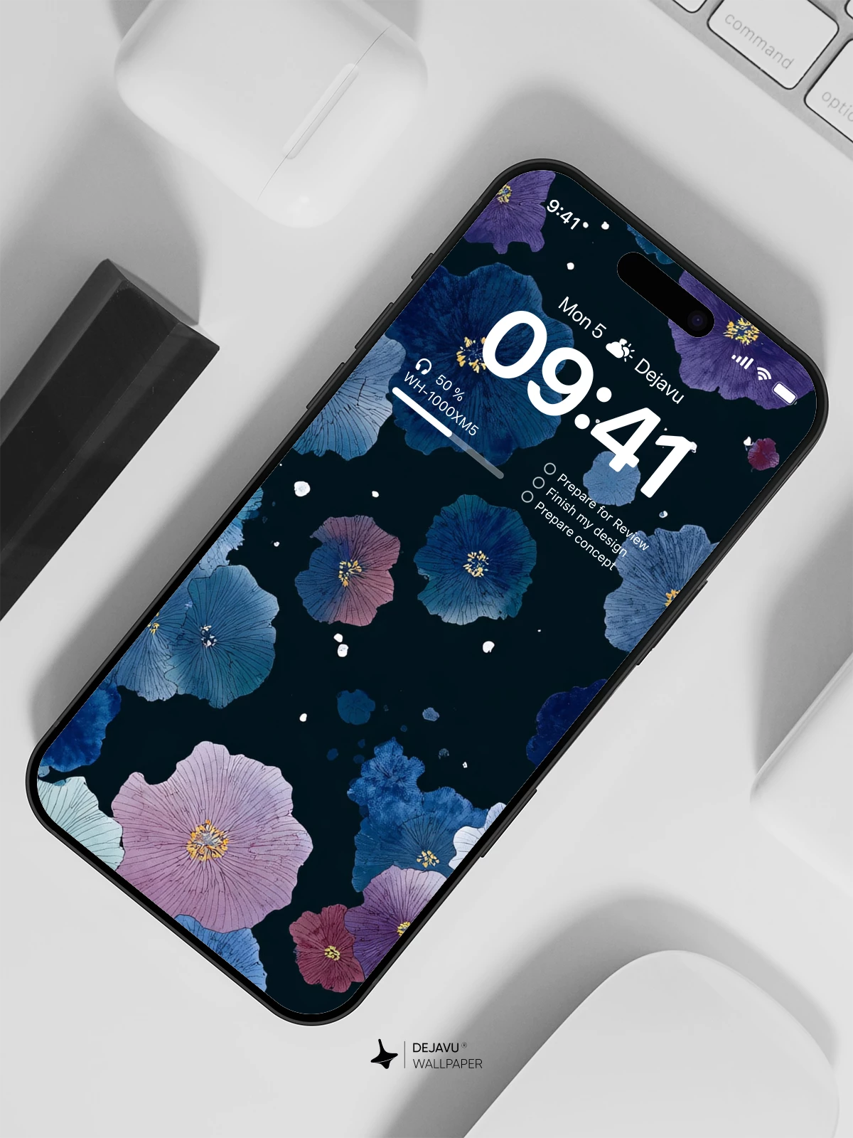 Blue Floral Wallpaper 4K for iPhone Lock Screen