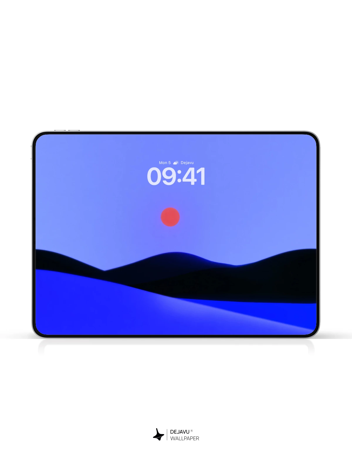 Minimalist Red Sun and Blue Hills Wallpaper 4K for iPhone Lock Screen