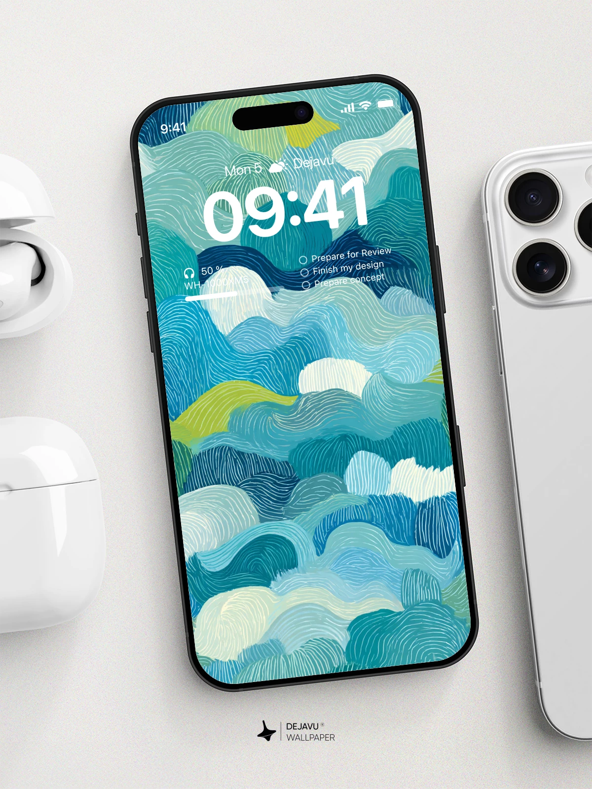 Abstract Blue Waves Wallpaper 4K for iPhone Lock Screen