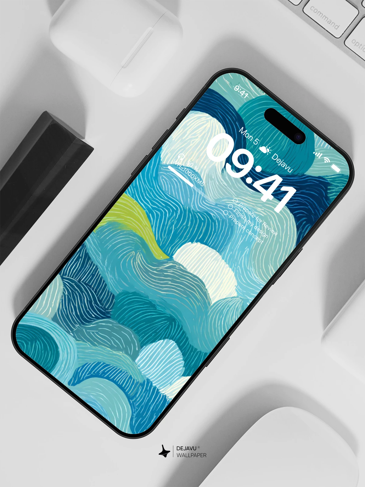 Abstract Blue Waves Wallpaper 4K for iPhone Lock Screen