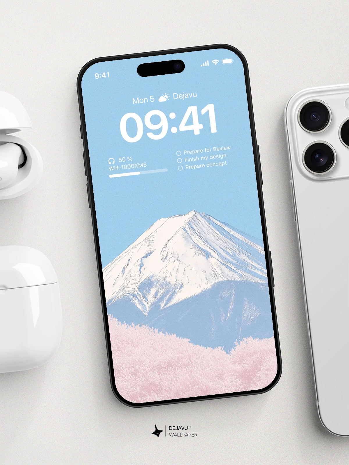 富士山樱花背景4K壁纸 iPhone锁屏