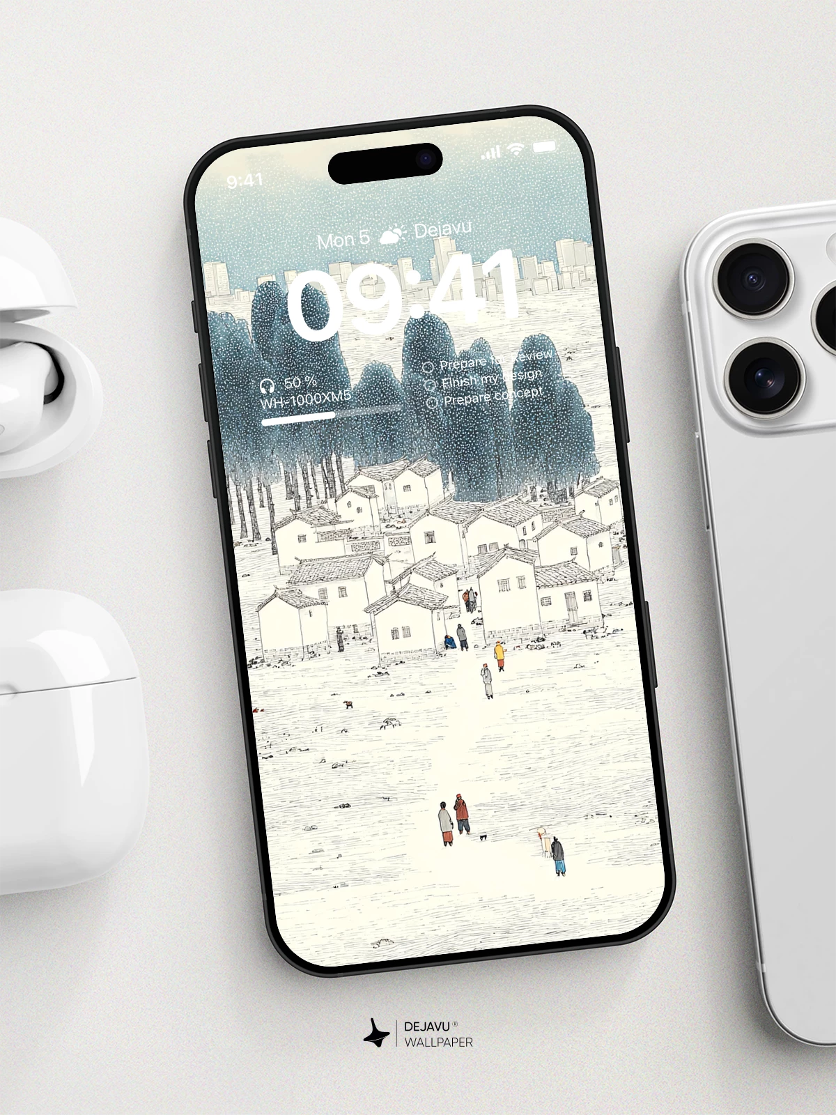Minimalist Village Wallpaper 4K for iPhone Lock Screen