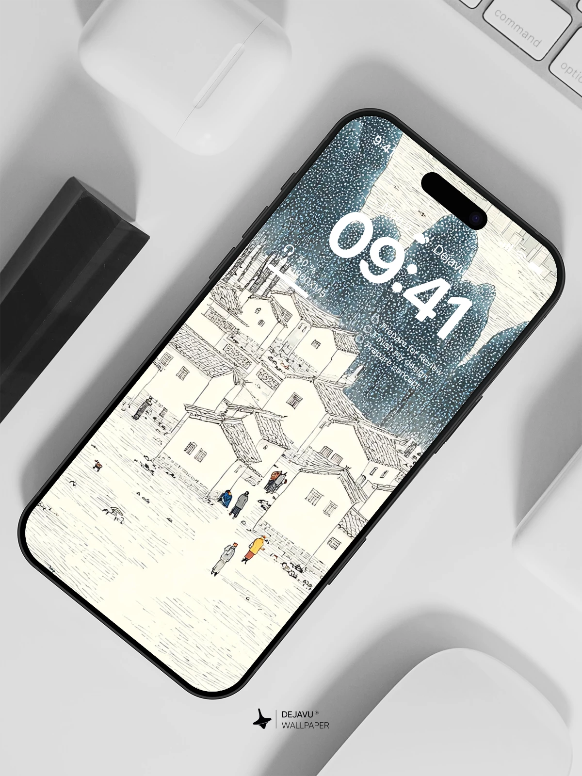 Minimalist Village Wallpaper 4K for iPhone Lock Screen