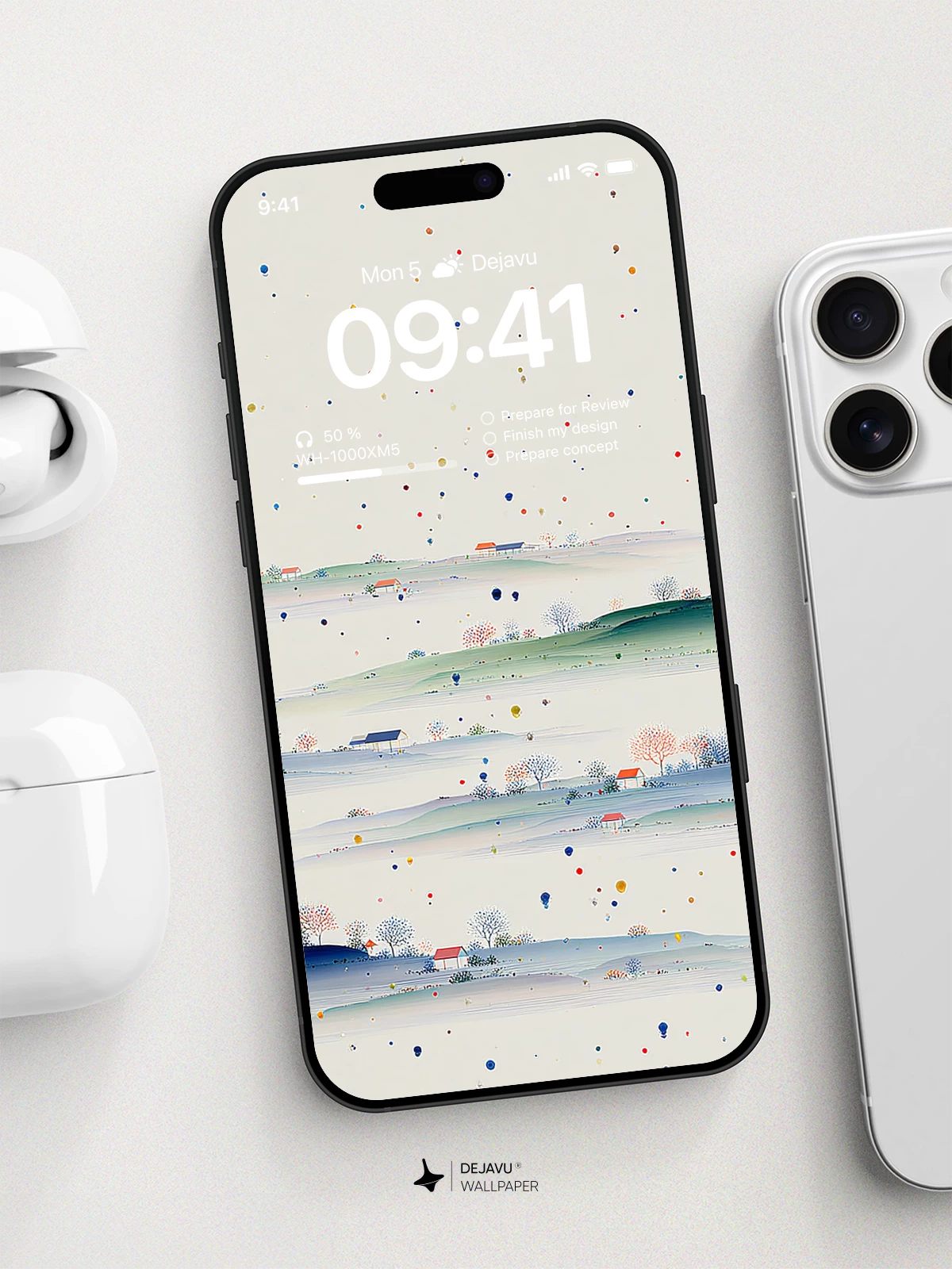 Colorful Dots Landscape Wallpaper 4K for iPhone Lock Screen