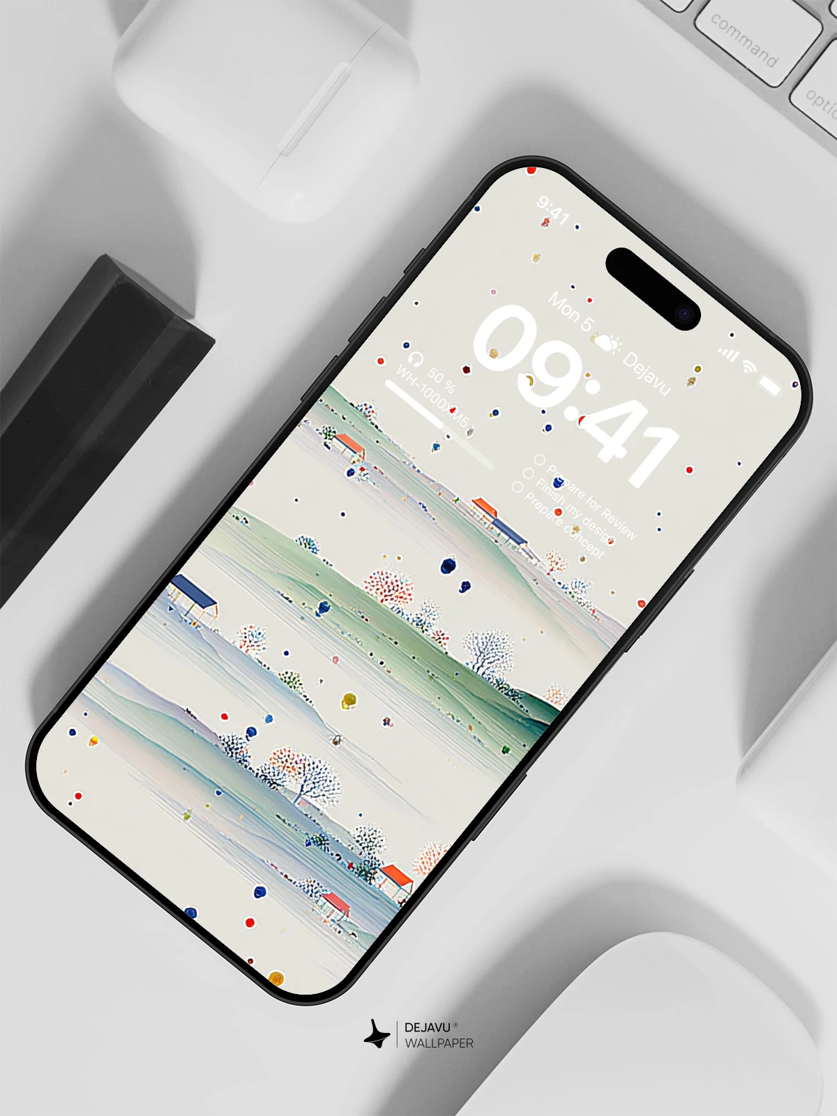Colorful Dots Landscape Wallpaper 4K for iPhone Lock Screen