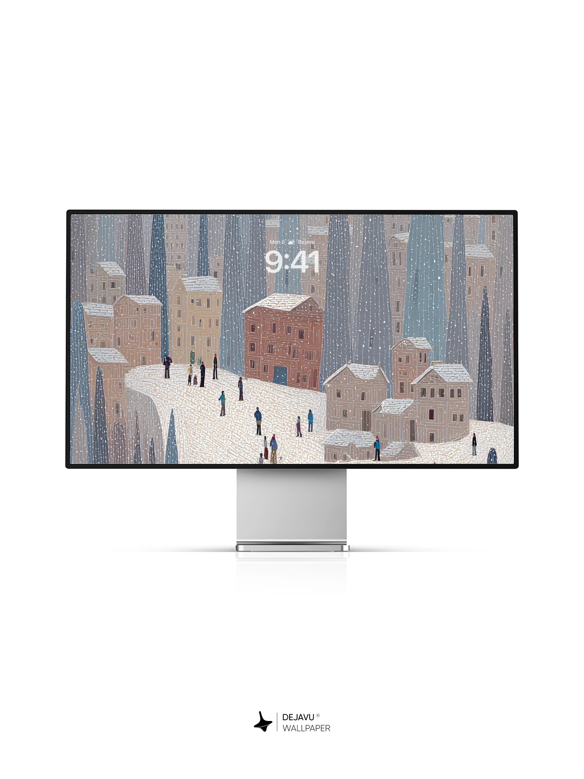 Snowy Village Landscape Wallpaper 4K for Mobile Background