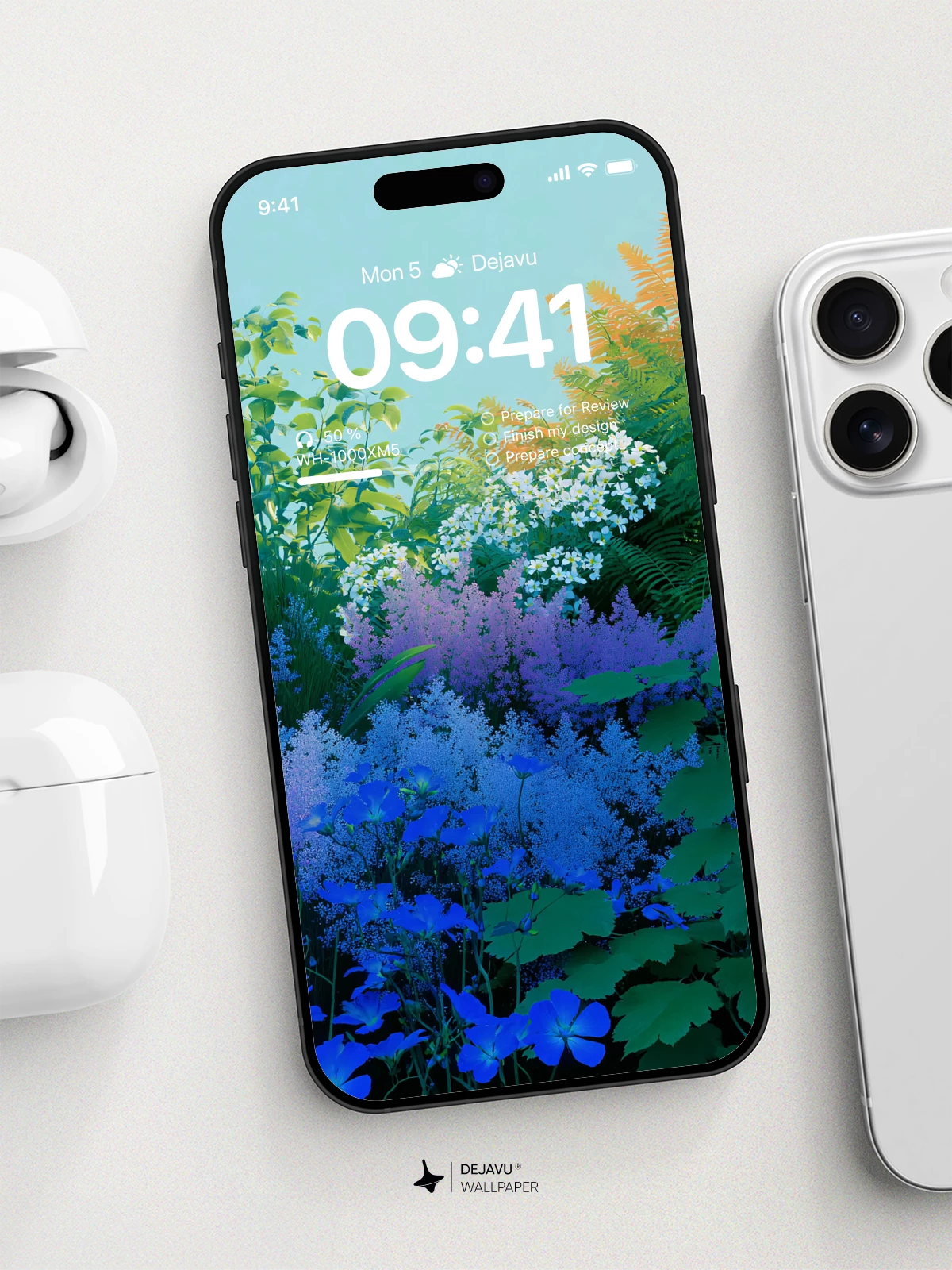 Blue Floral Garden Wallpaper 4K for iPhone Lock Screen