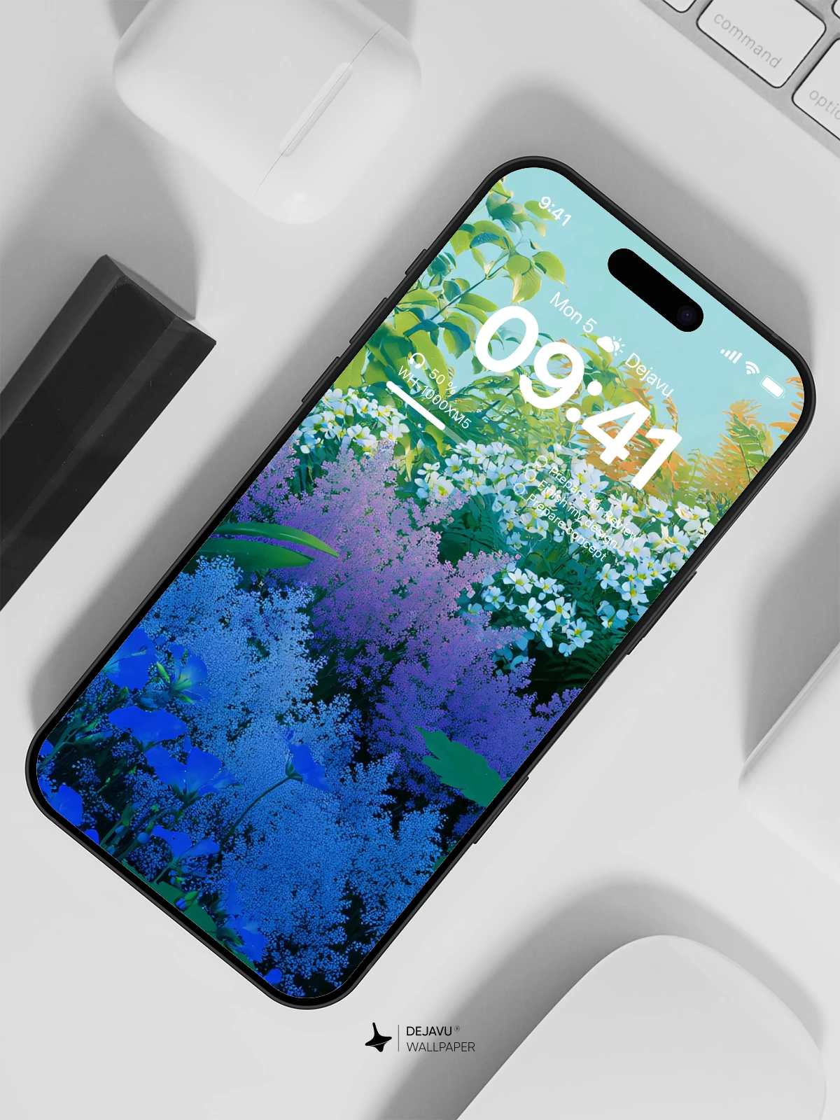 Blue Floral Garden Wallpaper 4K for iPhone Lock Screen