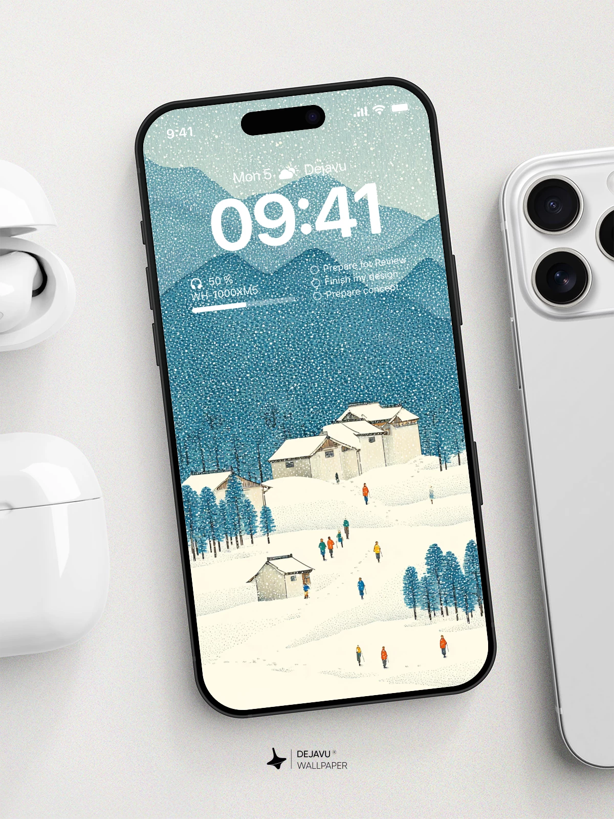 Snowy Mountain Village Wallpaper 4K for iPhone Lock Screen