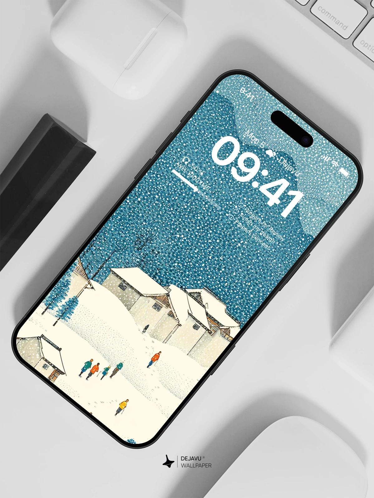 Snowy Mountain Village Wallpaper 4K for iPhone Lock Screen
