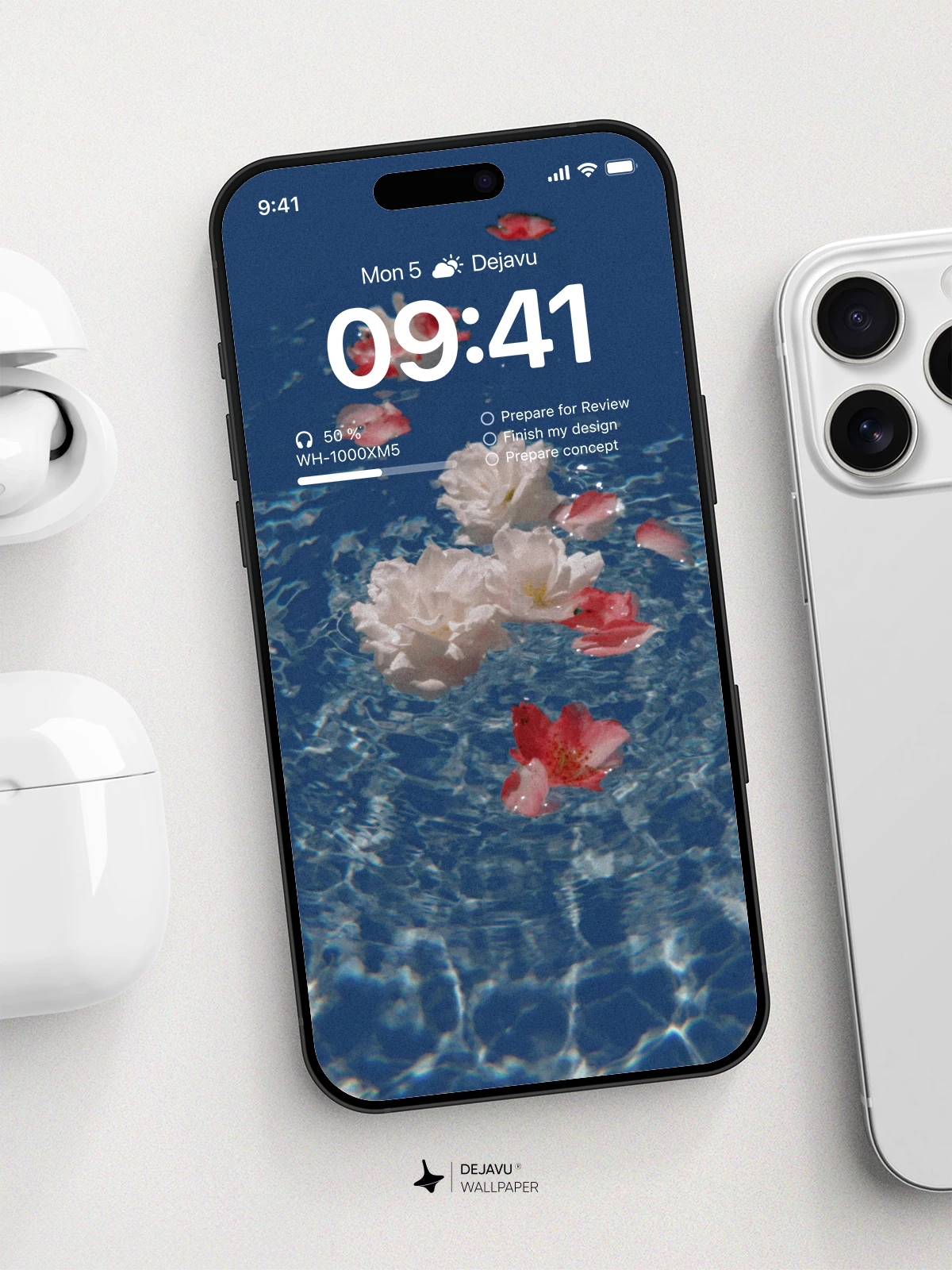Floating Flowers on Water Wallpaper 4K for iPhone Lock Screen
