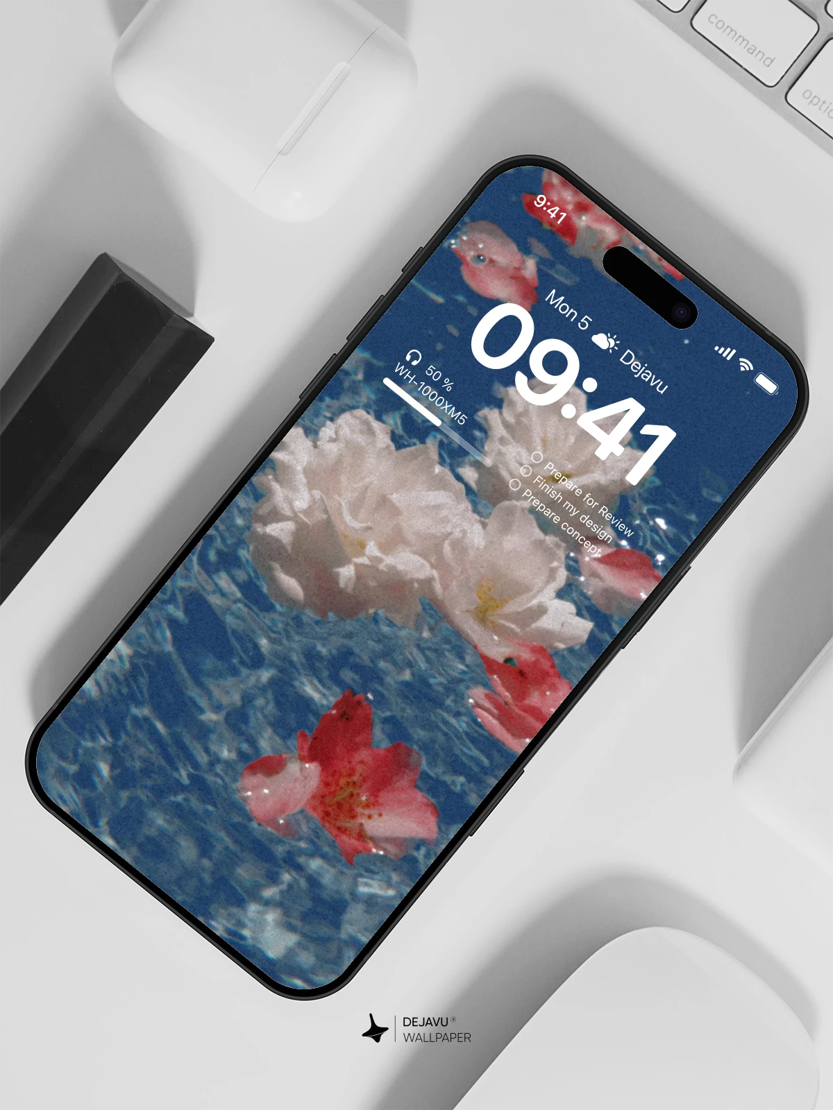 Floating Flowers on Water Wallpaper 4K for iPhone Lock Screen