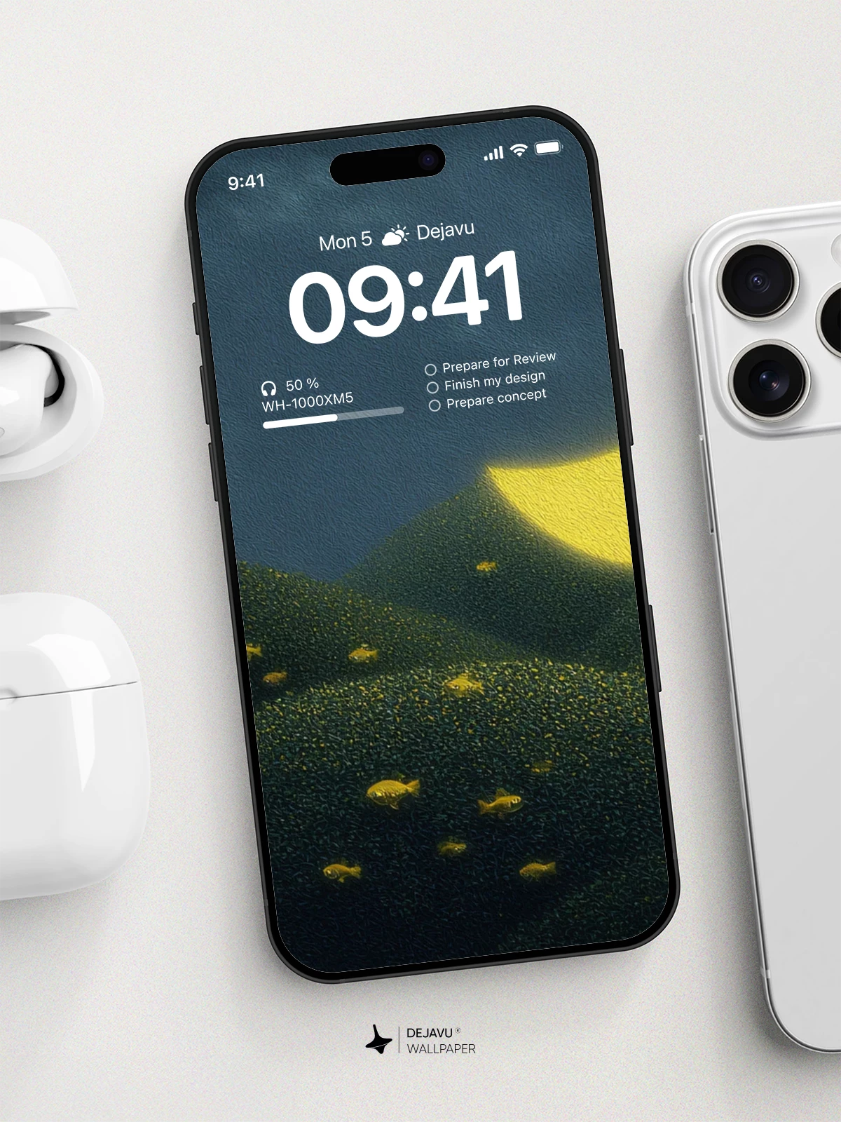Yellow Moon Hills Wallpaper 4K for iPhone Lock Screen
