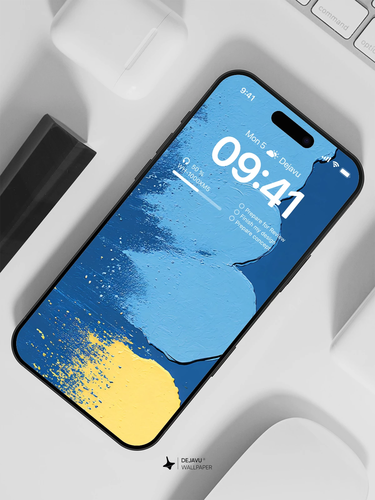 Abstract Blue and Yellow Wallpaper 4K for iPhone Lock Screen
