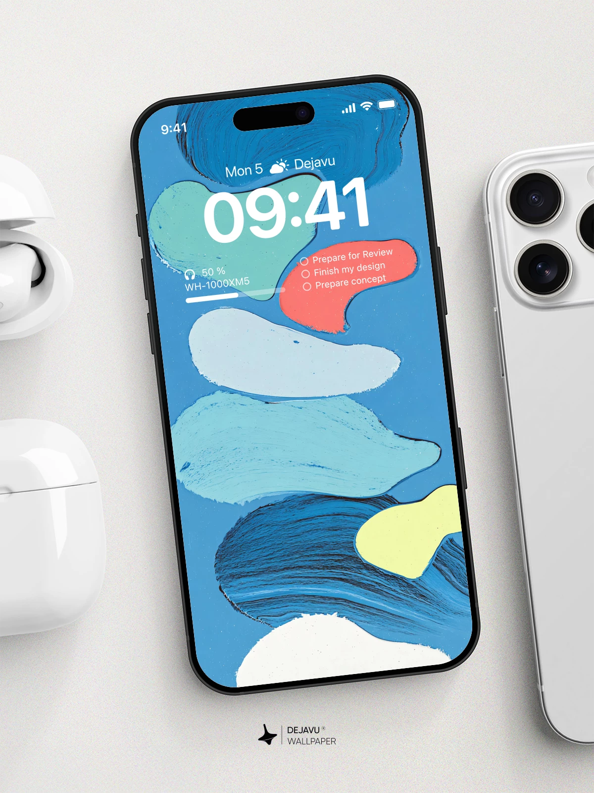 Blue Abstract Shapes Wallpaper 4K for iPhone Lock Screen