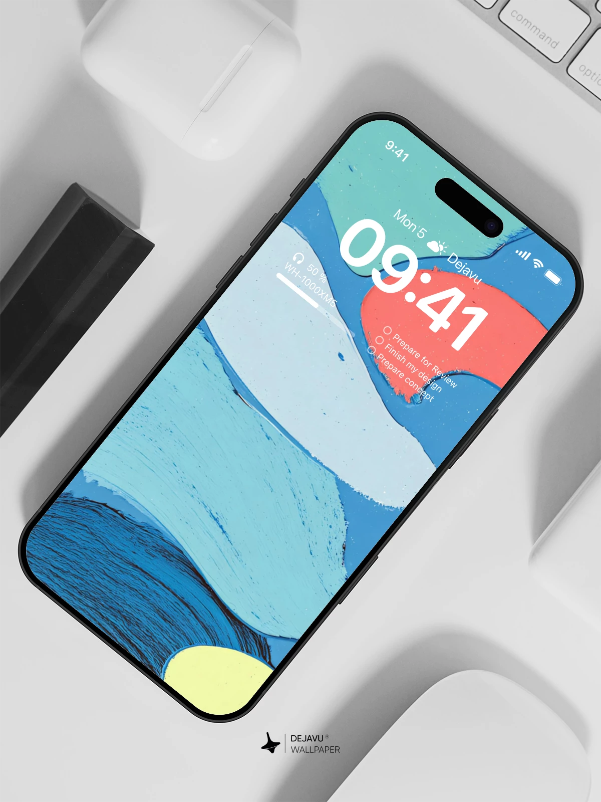 Blue Abstract Shapes Wallpaper 4K for iPhone Lock Screen