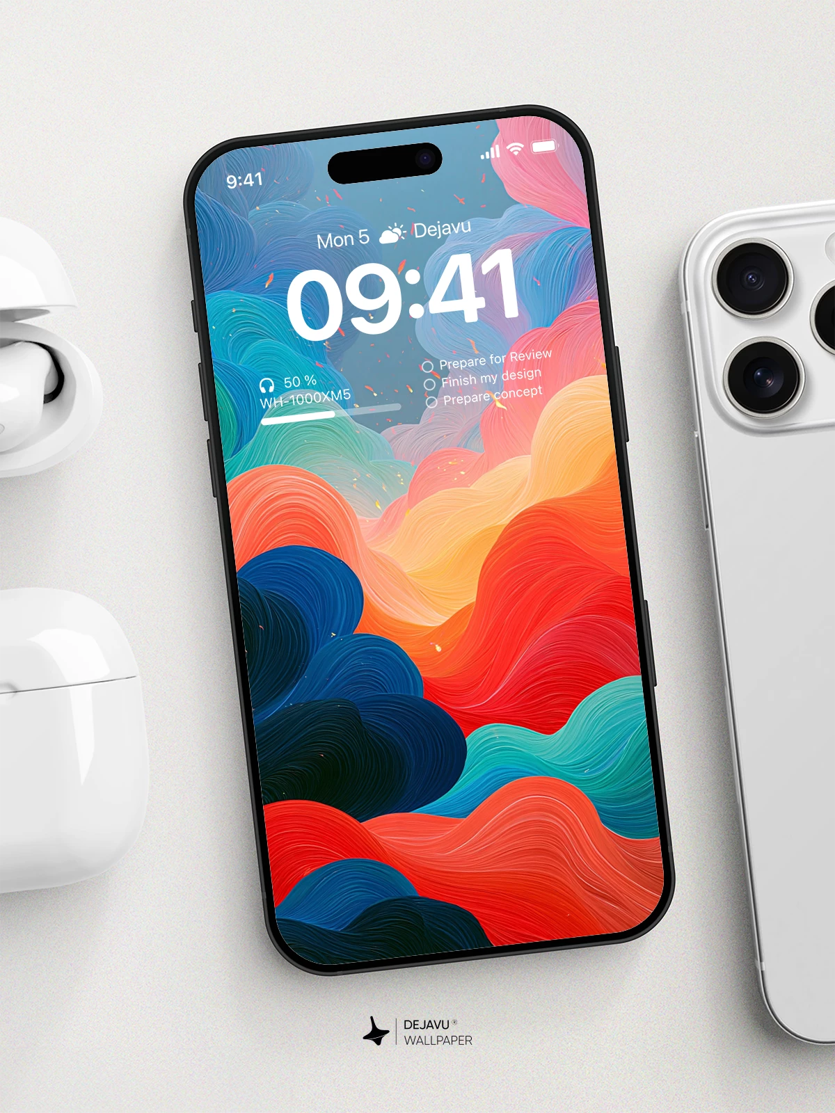 Colorful Abstract Waves Wallpaper 4K for iPhone Lock Screen