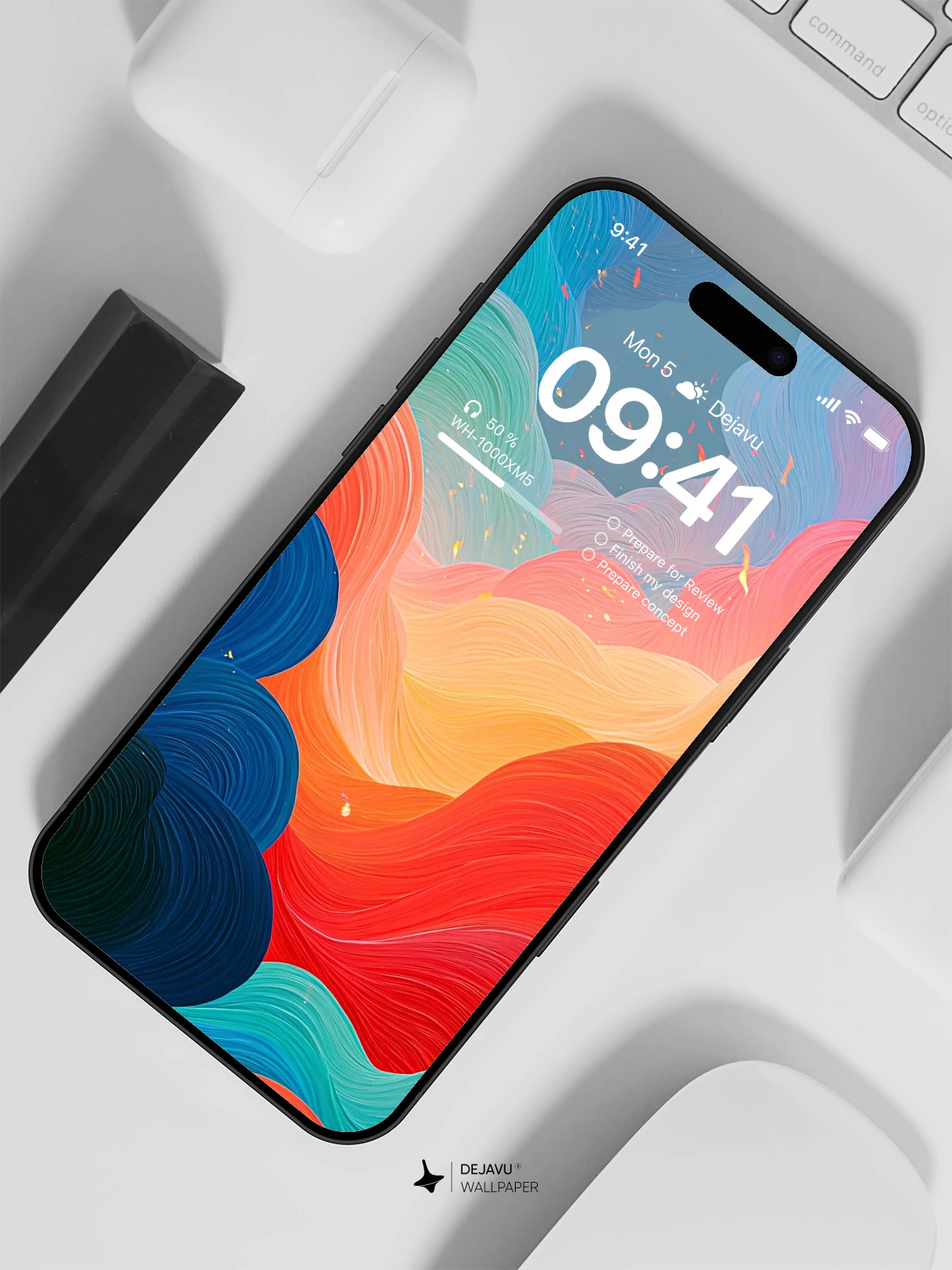 Colorful Abstract Waves Wallpaper 4K for iPhone Lock Screen