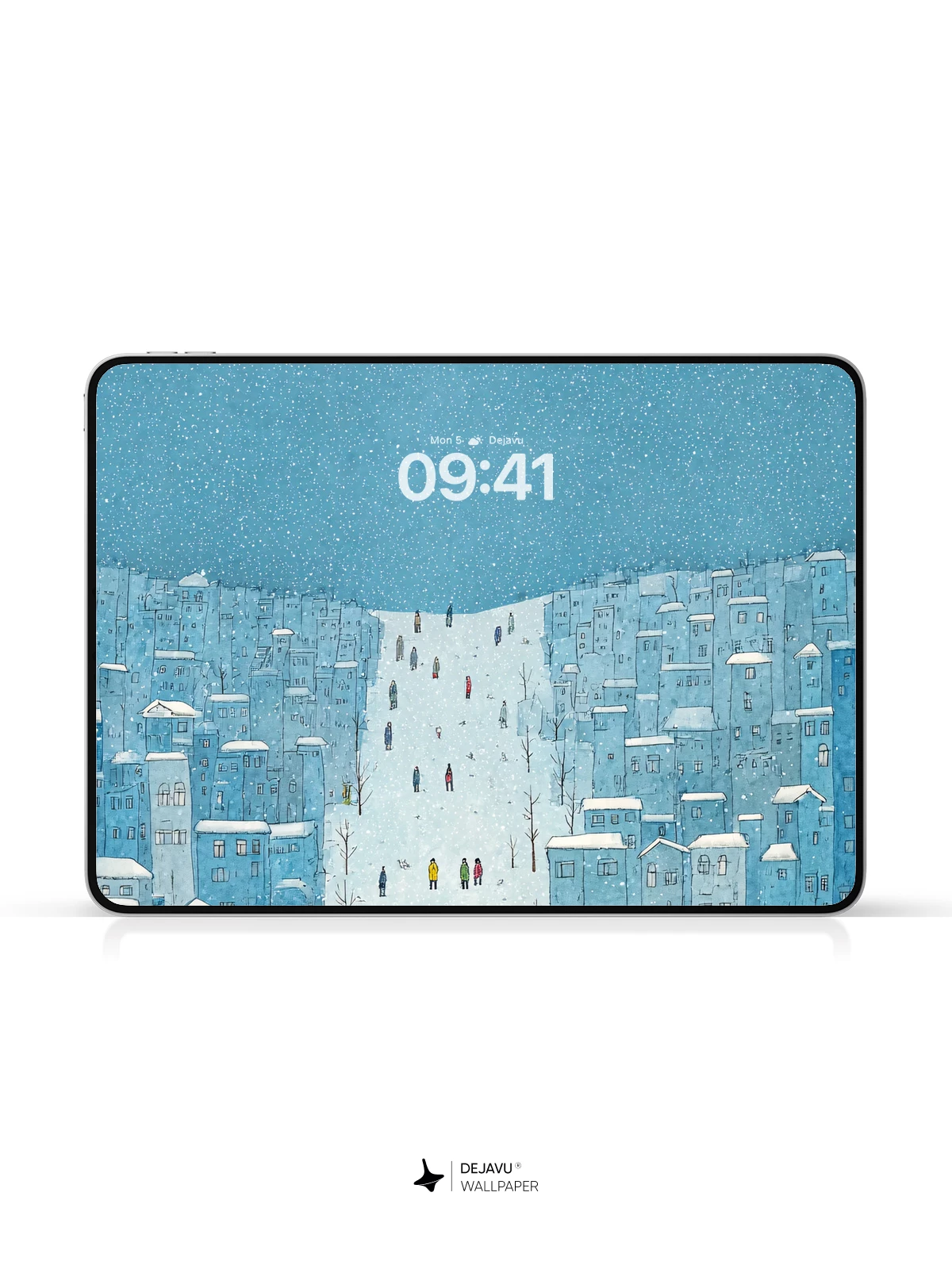 Blue Snowy Cityscape Wallpaper 4K for iPhone Lock Screen